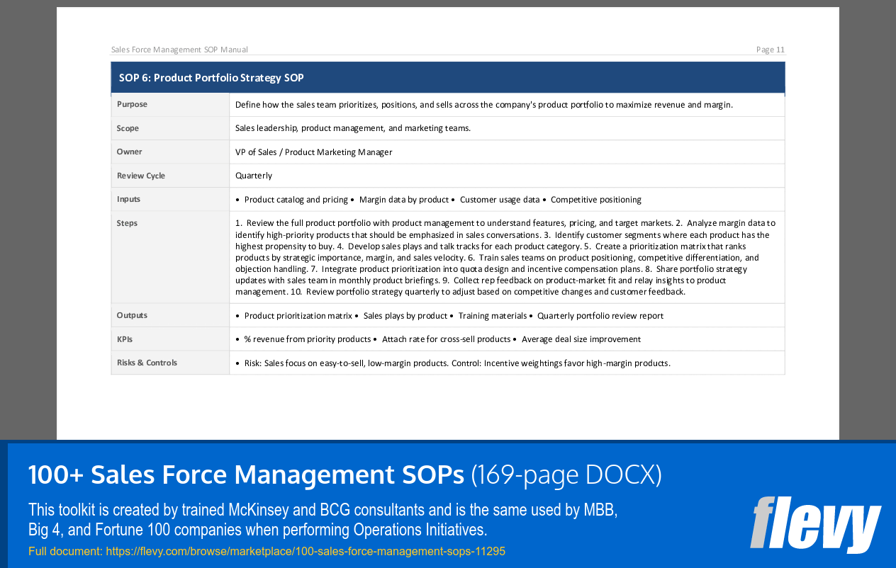 100+ Sales Force Management SOPs (169-page Word document) Preview Image