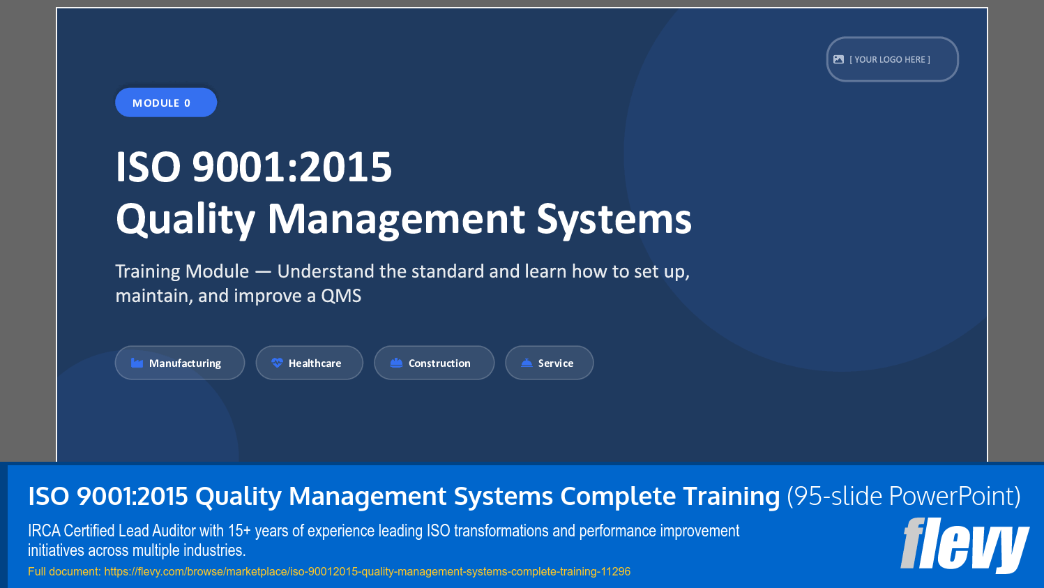 ISO 9001:2015 Quality Management Systems Complete Training (95-slide PPT PowerPoint presentation slide deck (PPTX)) Preview Image