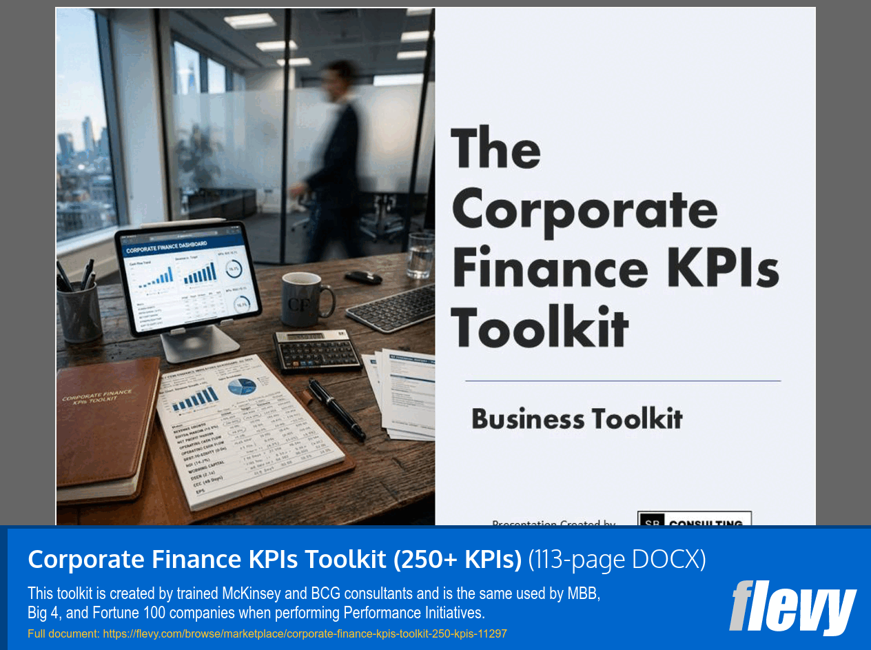 Corporate Finance KPIs Toolkit (250+ KPIs) (113-page Word document) Preview Image