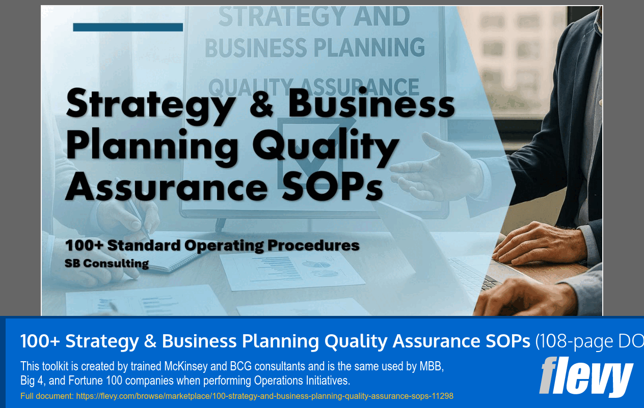 100+ Strategy & Business Planning Quality Assurance SOPs (108-page Word document) Preview Image
