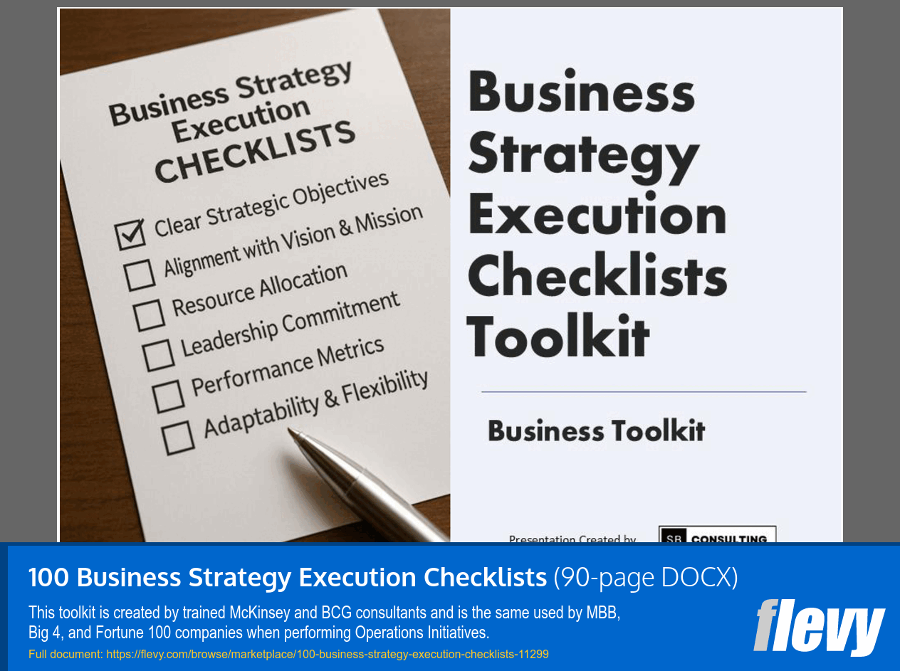 100 Business Strategy Execution Checklists (90-page Word document) Preview Image