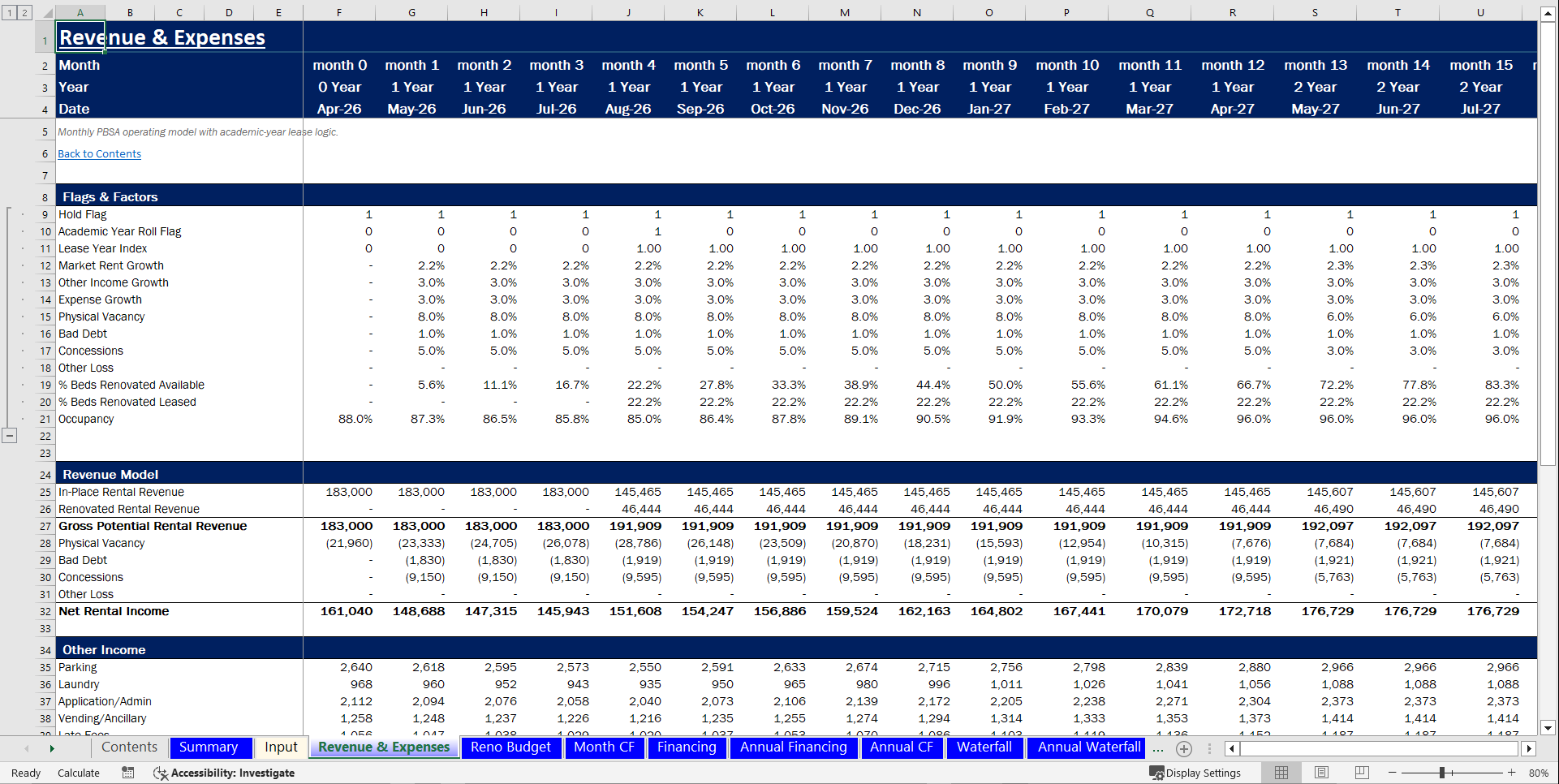Real Estate - Student Accommodation Acquisition Pro-forma (Excel template (XLSX)) Preview Image