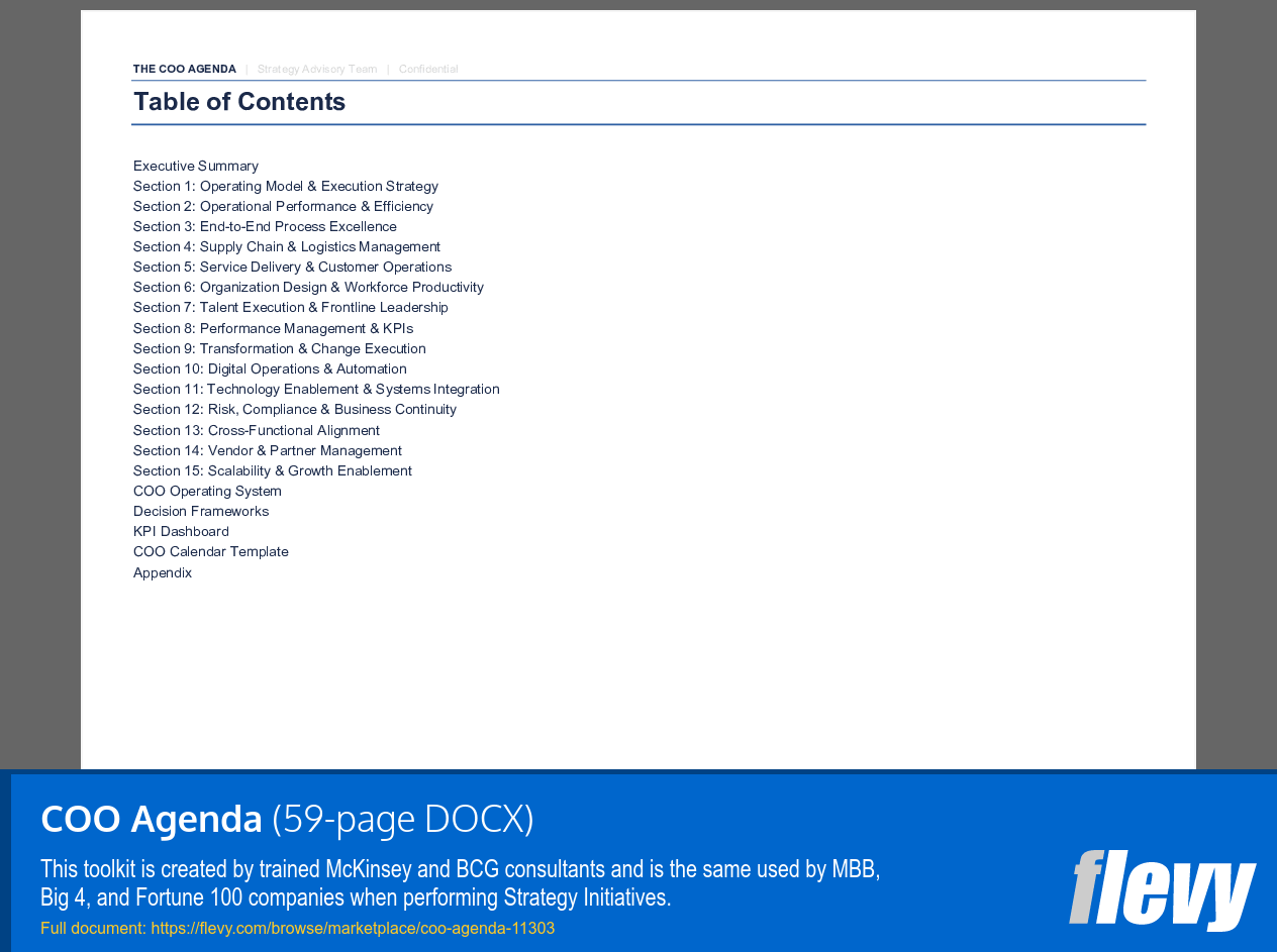 COO Agenda (59-page Word document) Preview Image