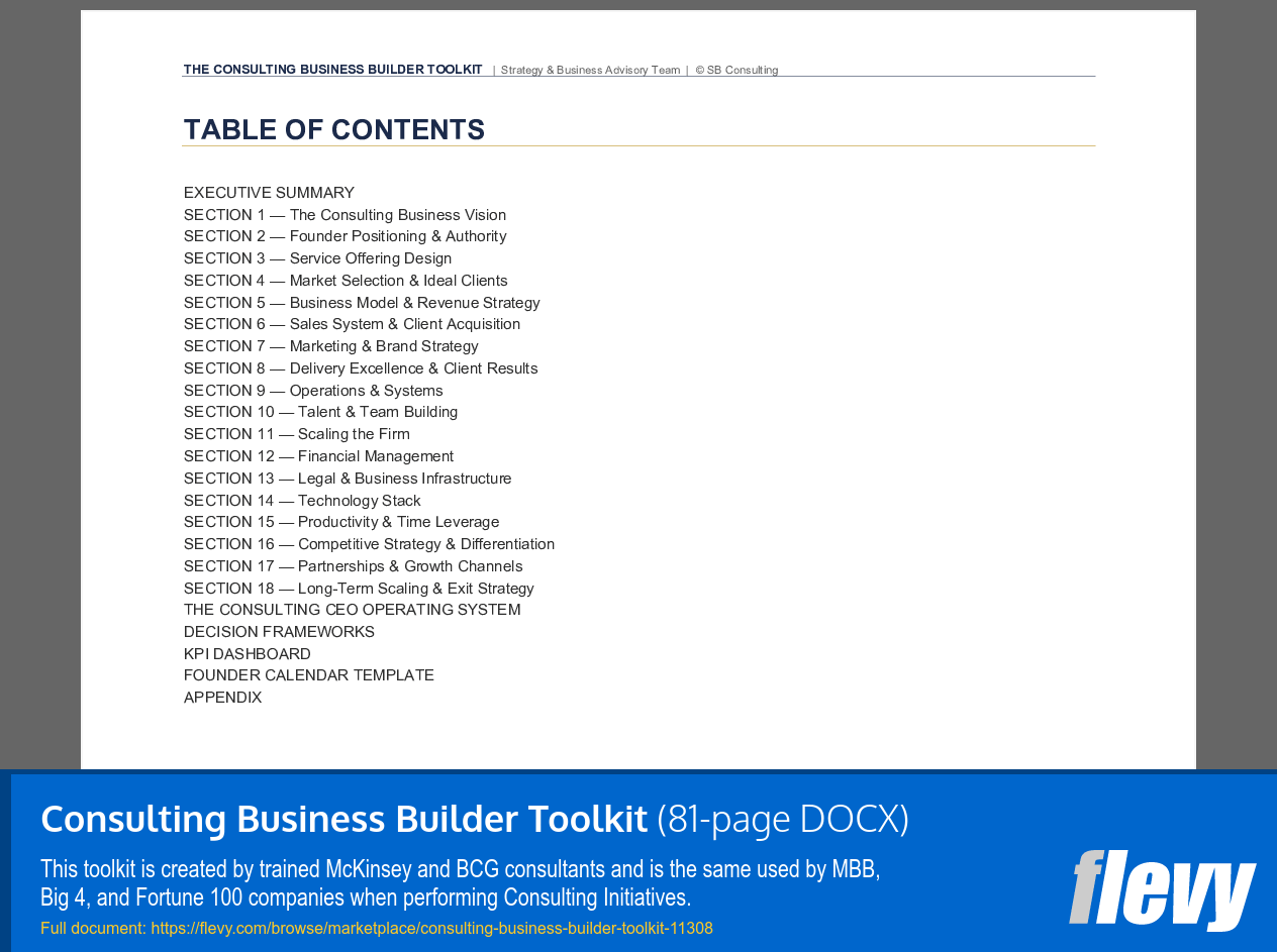 Consulting Business Builder Toolkit (81-page Word document) Preview Image