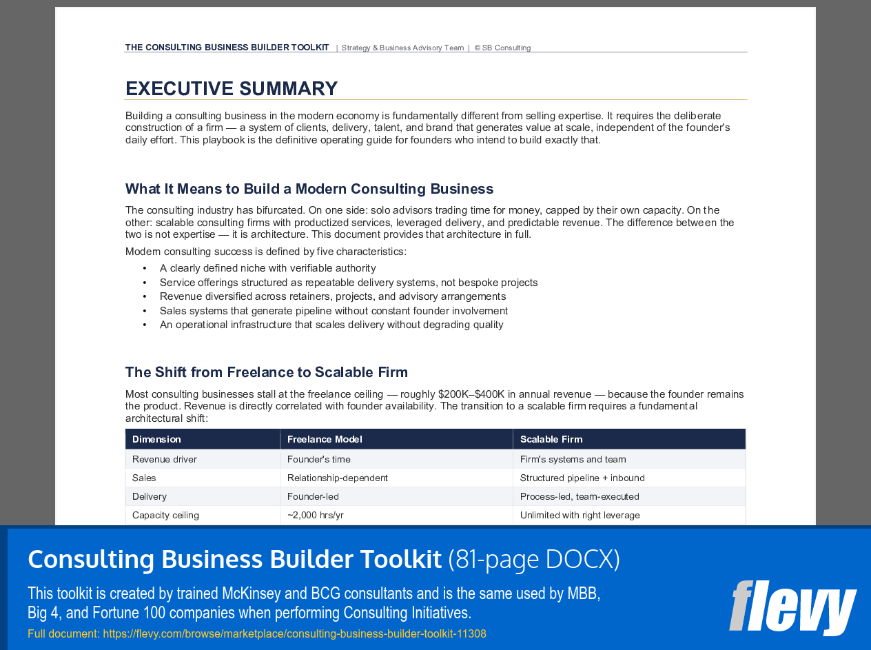 Consulting Business Builder Toolkit (81-page Word document) Preview Image
