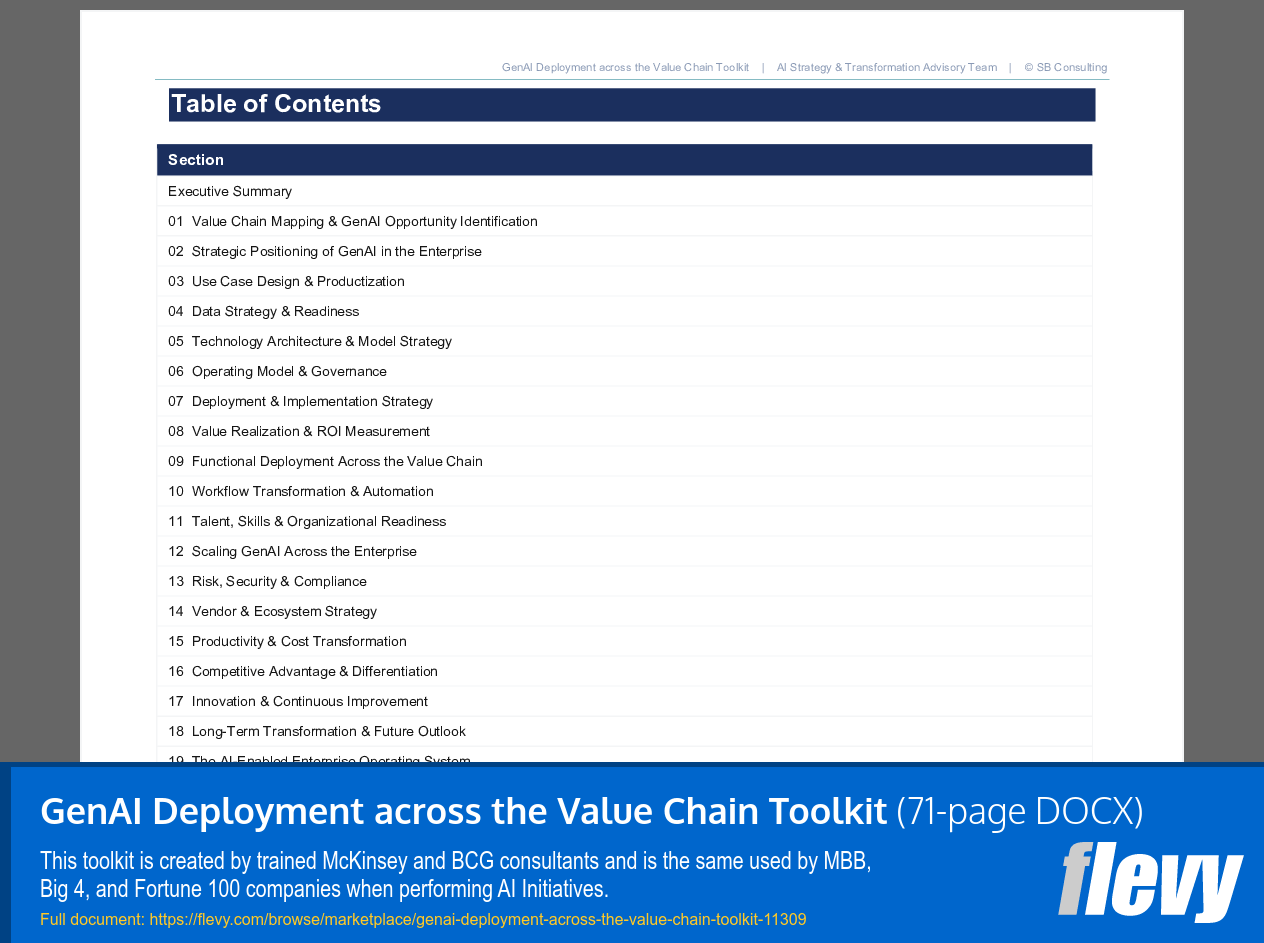 GenAI Deployment across the Value Chain Toolkit (71-page Word document) Preview Image