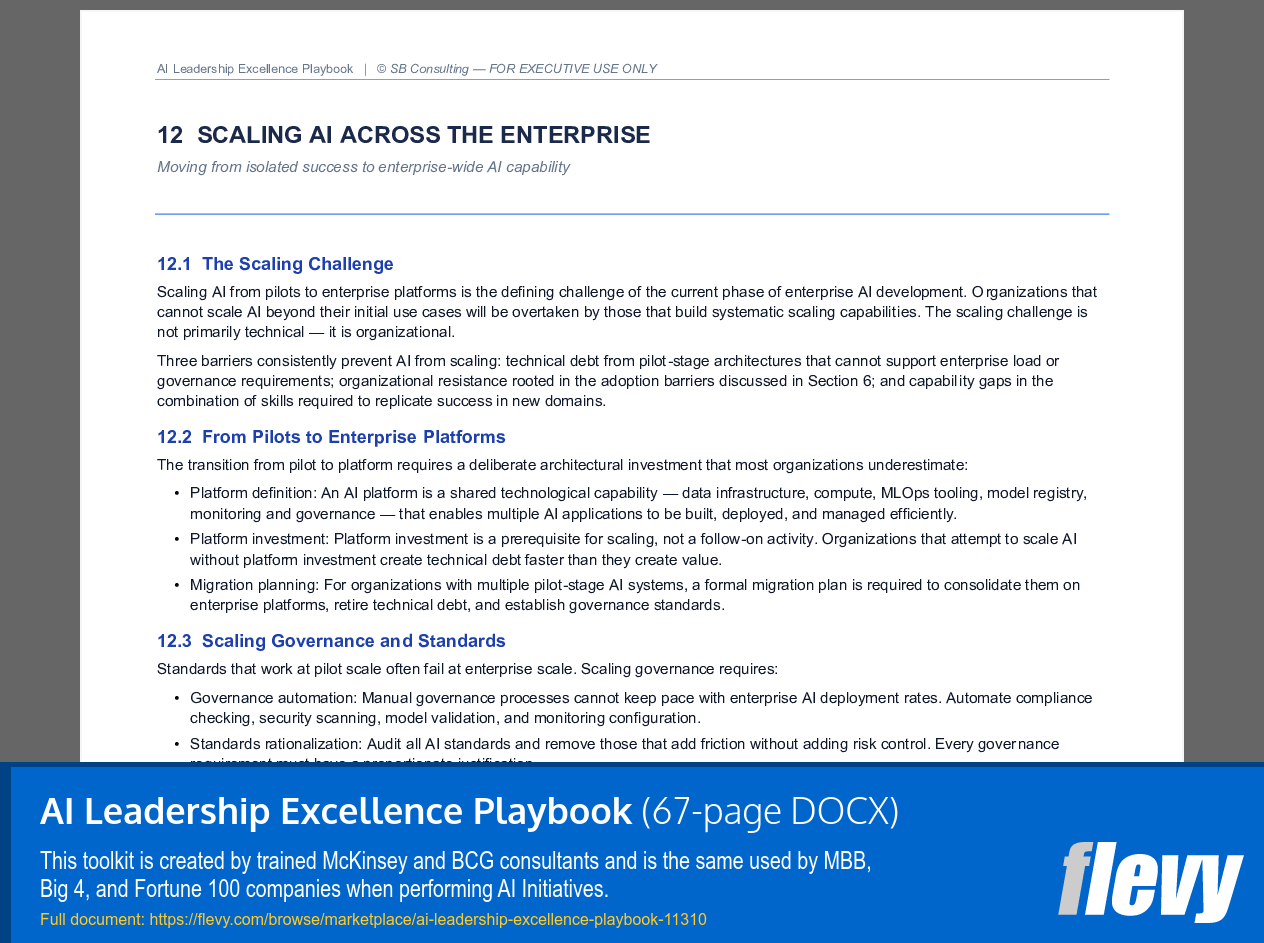 AI Leadership Excellence Playbook (67-page Word document) Preview Image