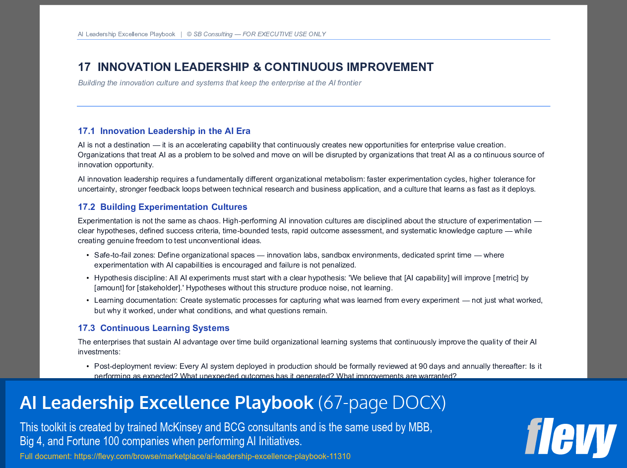 AI Leadership Excellence Playbook (67-page Word document) Preview Image