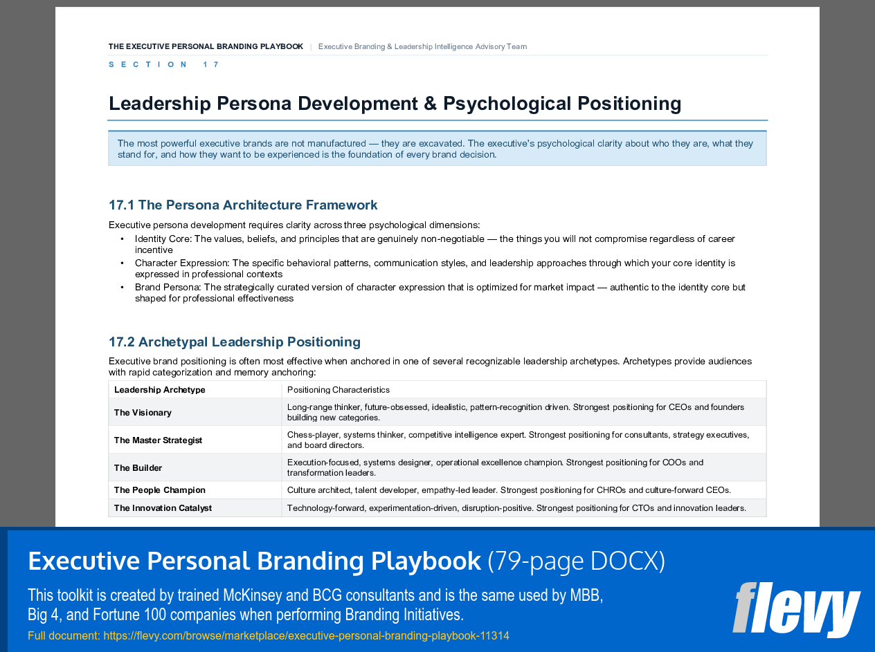 Executive Personal Branding Playbook (79-page Word document) Preview Image