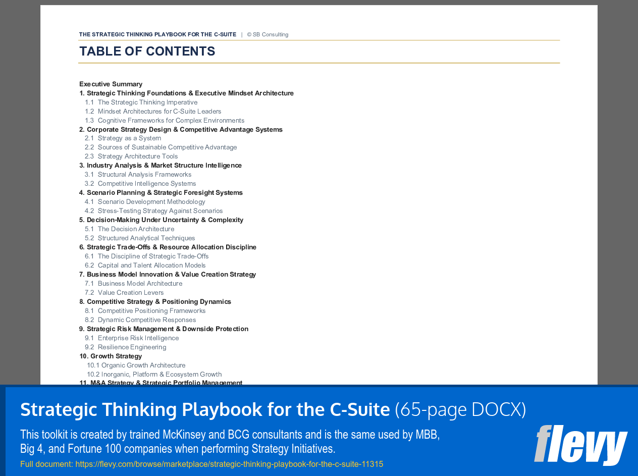 Strategic Thinking Playbook for the C-Suite (65-page Word document) Preview Image