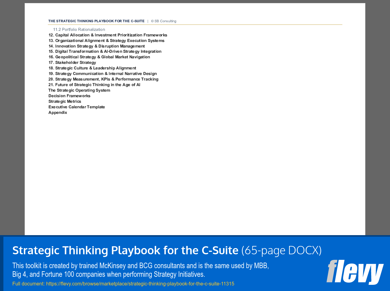 Strategic Thinking Playbook for the C-Suite (65-page Word document) Preview Image