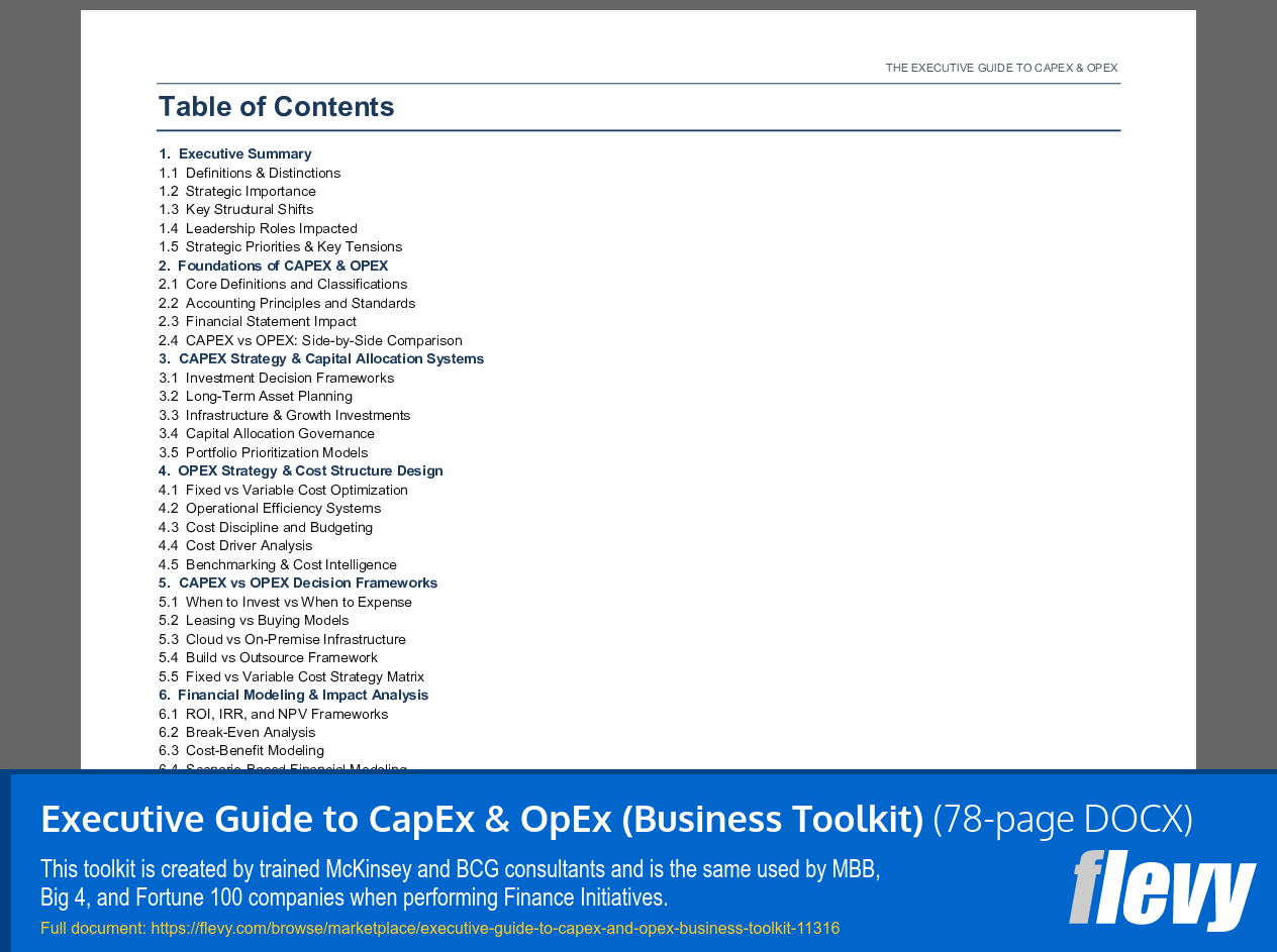 Executive Guide to CapEx & OpEx (Business Toolkit) (78-page Word document) Preview Image