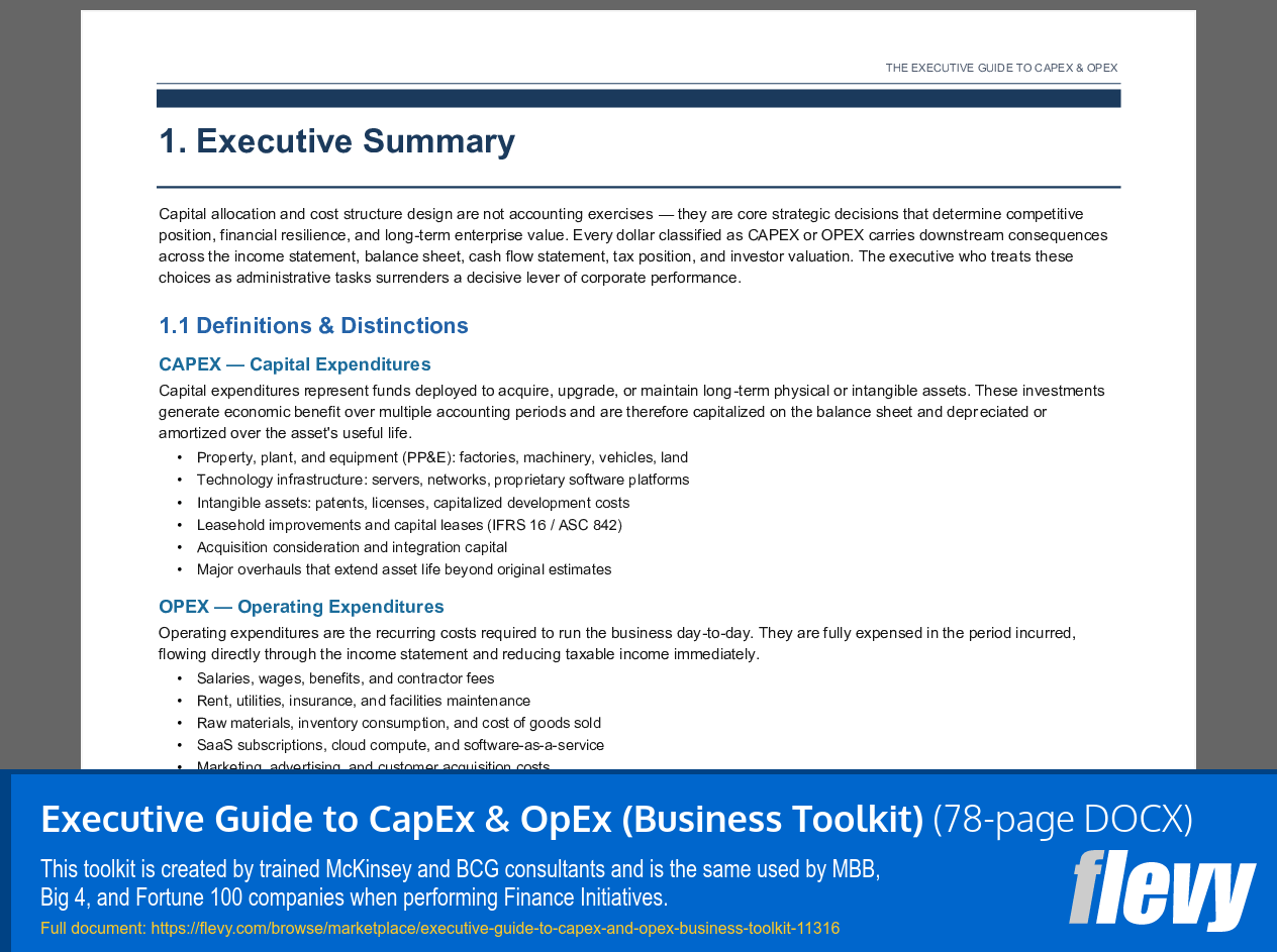 Executive Guide to CapEx & OpEx (Business Toolkit) (78-page Word document) Preview Image
