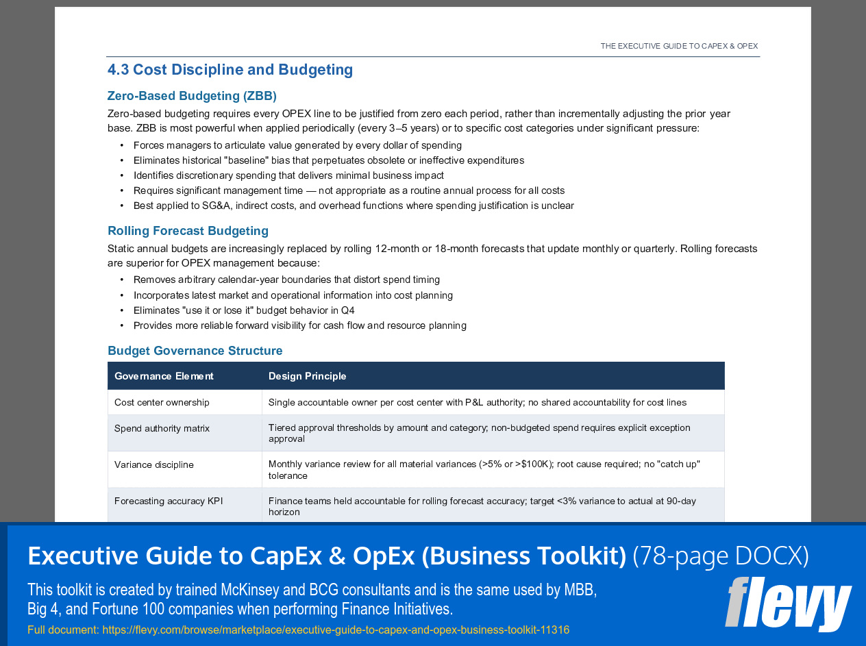 Executive Guide to CapEx & OpEx (Business Toolkit) (78-page Word document) Preview Image