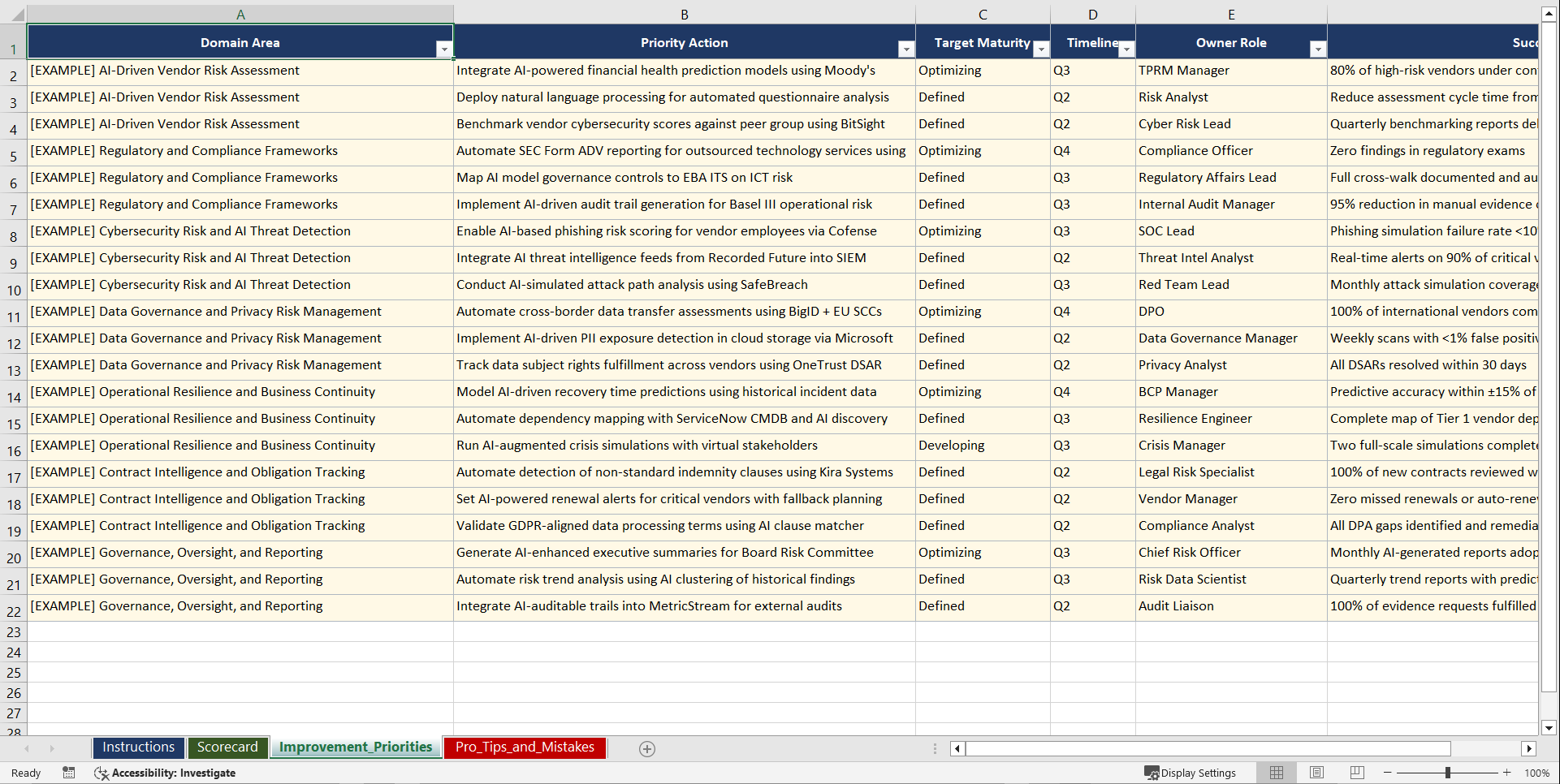 AI-Enhanced TPRM Implementation Playbook for Finance (Excel template (XLSX)) Preview Image