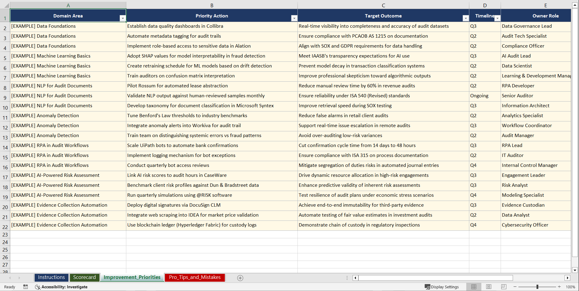 AI for Audit Evidence Collection Playbook (Excel template (XLSX)) Preview Image