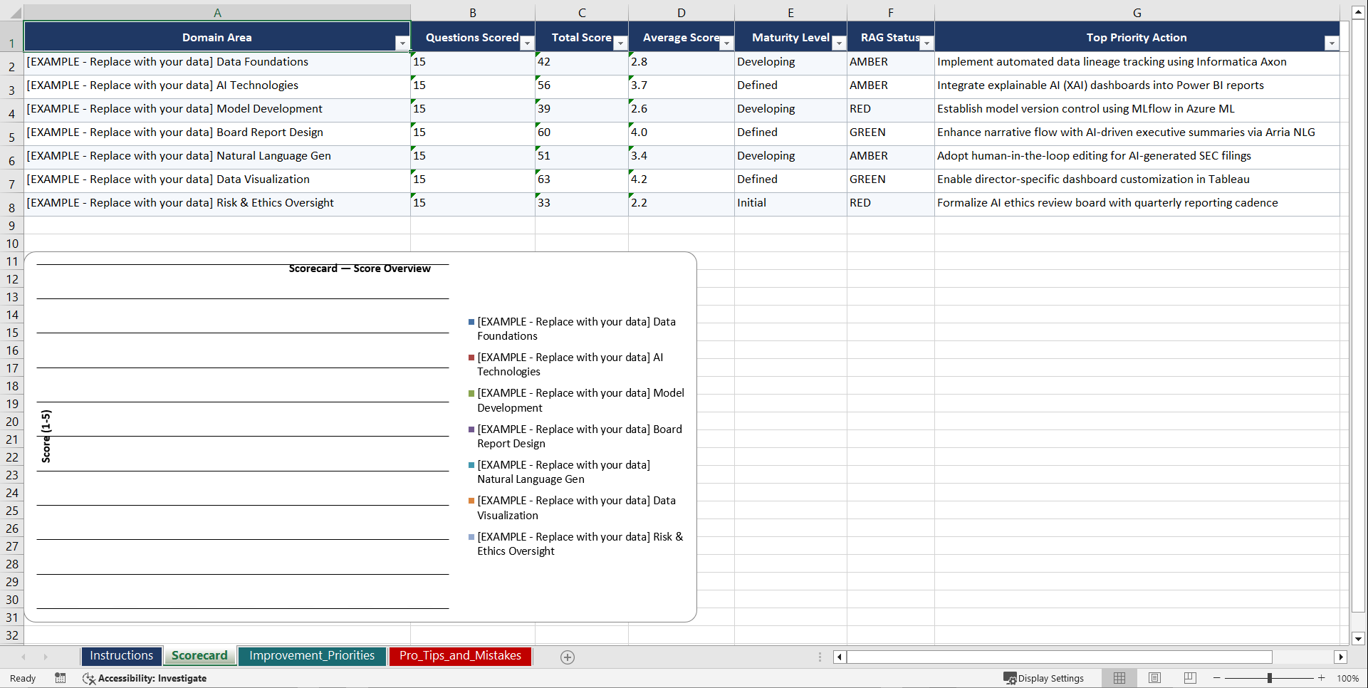 AI for Board Reporting Playbook (Excel template (XLSX)) Preview Image