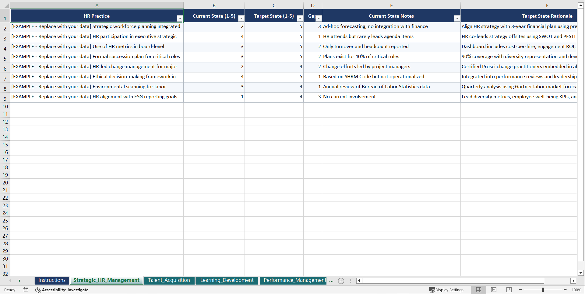 SHRM Certified Professional Prep Playbook (Excel template (XLSX)) Preview Image