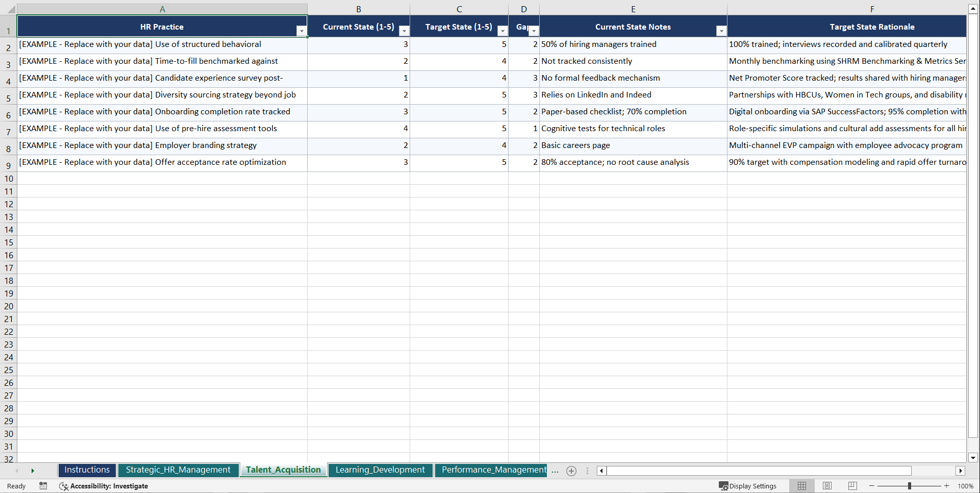 SHRM Certified Professional Prep Playbook (Excel template (XLSX)) Preview Image