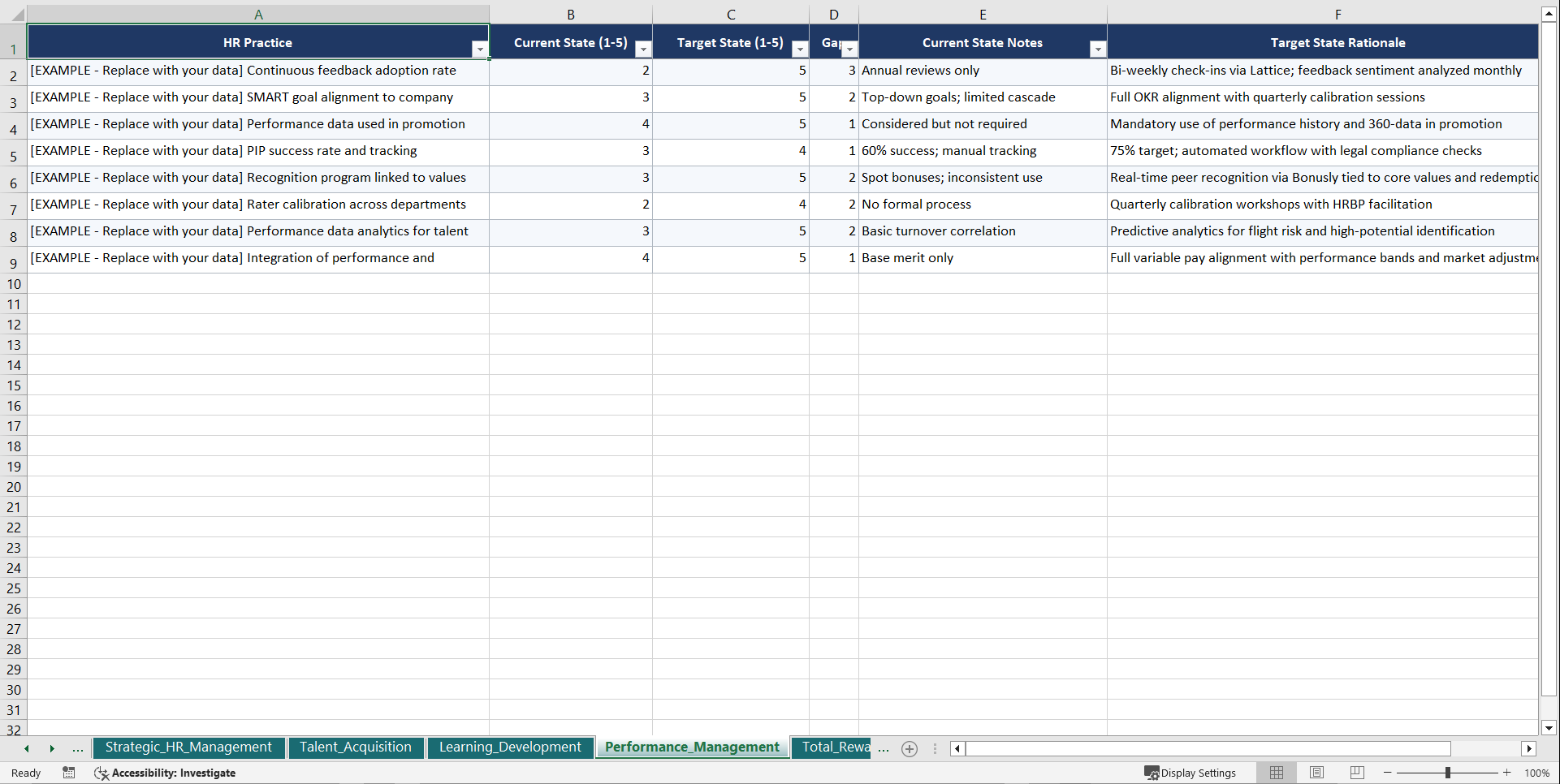 SHRM Certified Professional Prep Playbook (Excel template (XLSX)) Preview Image