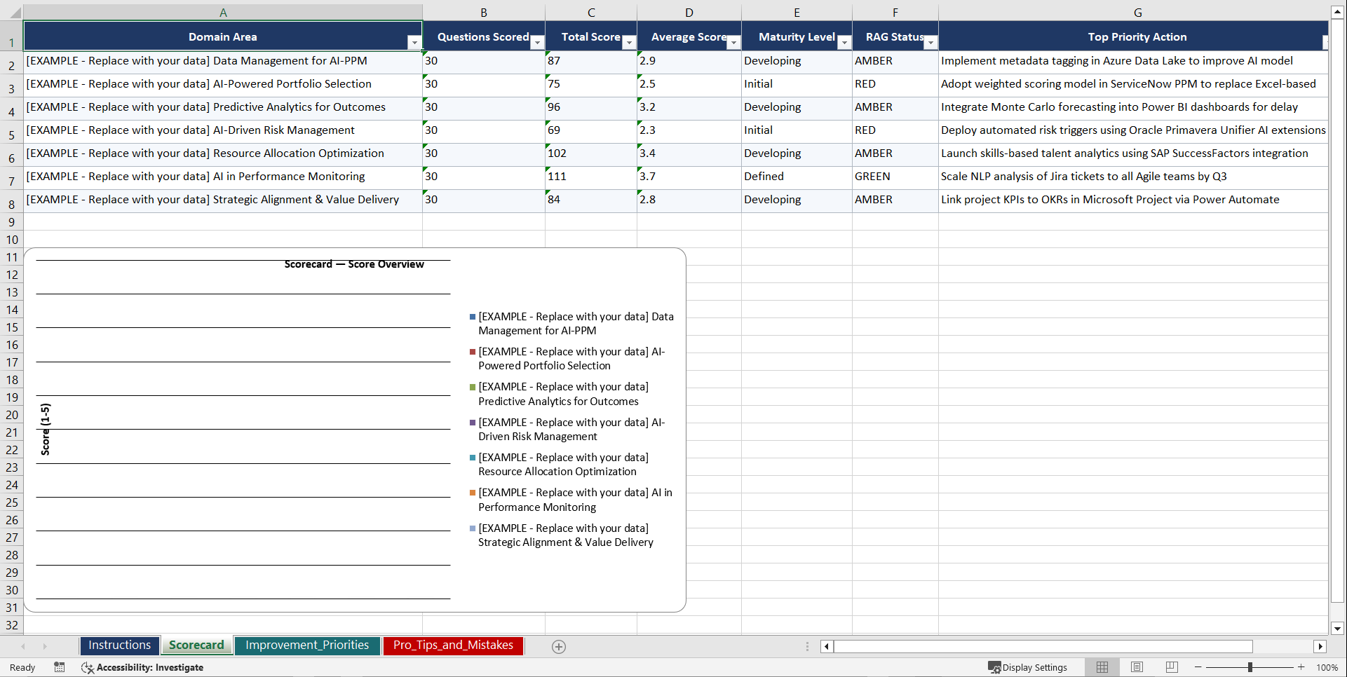AI for Project Portfolio Management Playbook (Excel template (XLSX)) Preview Image