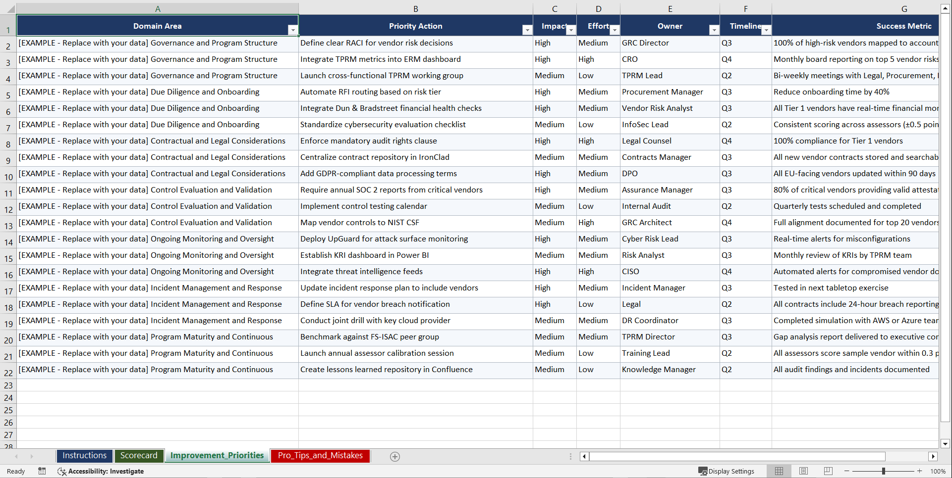 Third-Party Assurance Program Playbook (Excel template (XLSX)) Preview Image