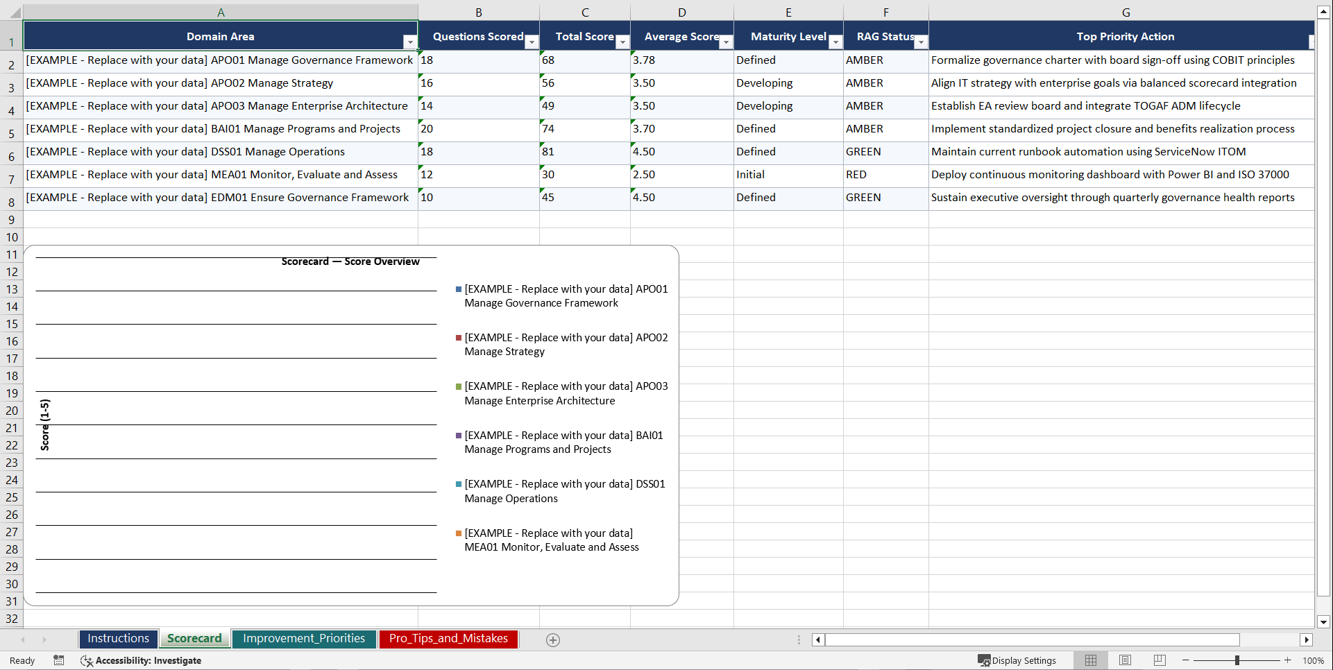 COBIT 2019 Foundation Certification Prep Playbook (Excel template (XLSX)) Preview Image