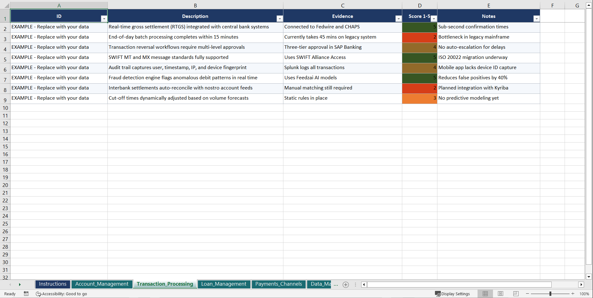Mastering Core Banking Systems Playbook (Excel template (XLSX)) Preview Image