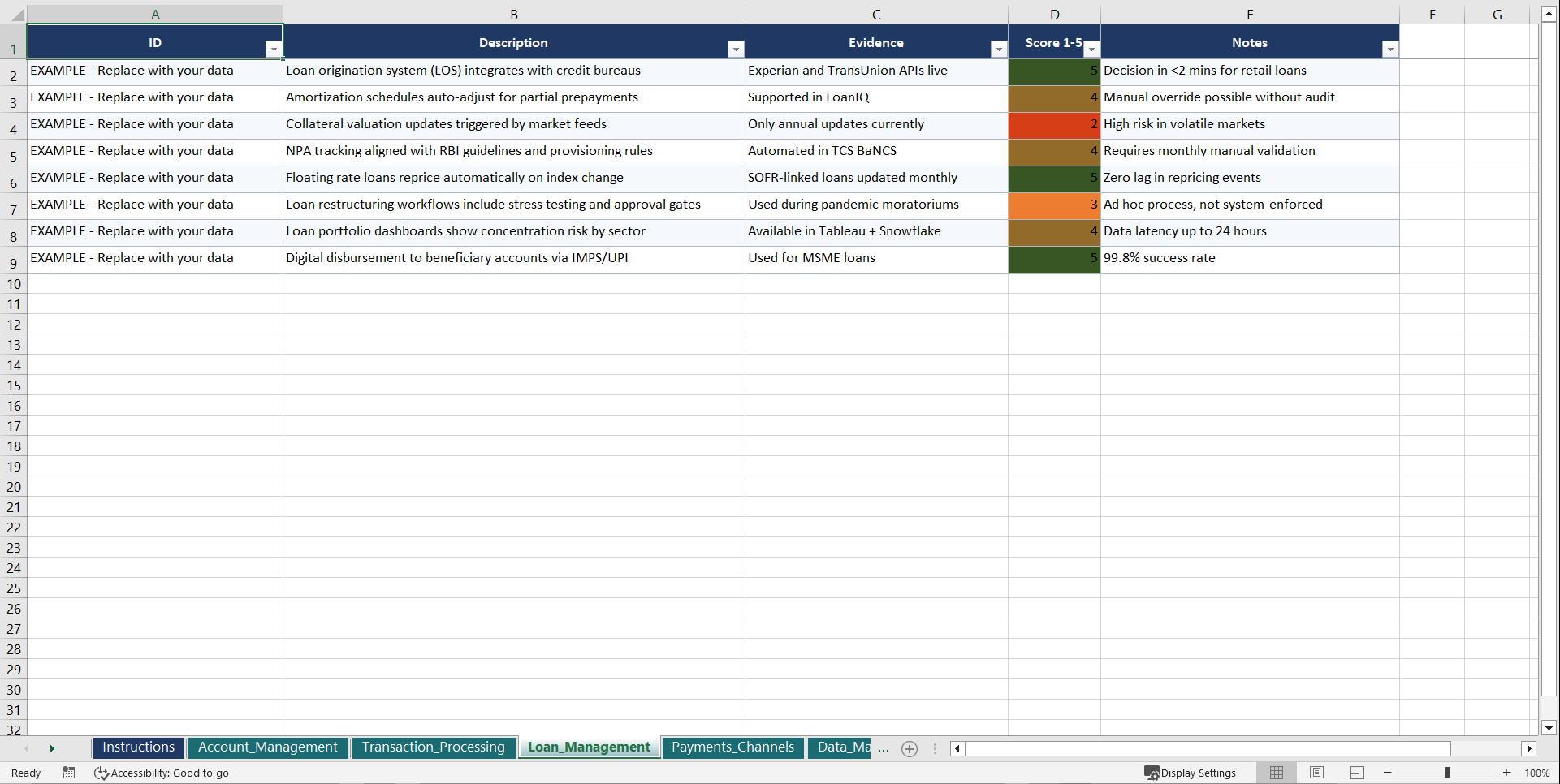 Mastering Core Banking Systems Playbook (Excel template (XLSX)) Preview Image