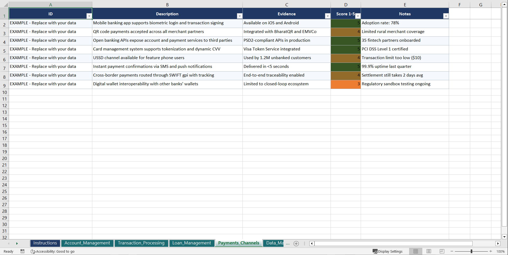 Mastering Core Banking Systems Playbook (Excel template (XLSX)) Preview Image