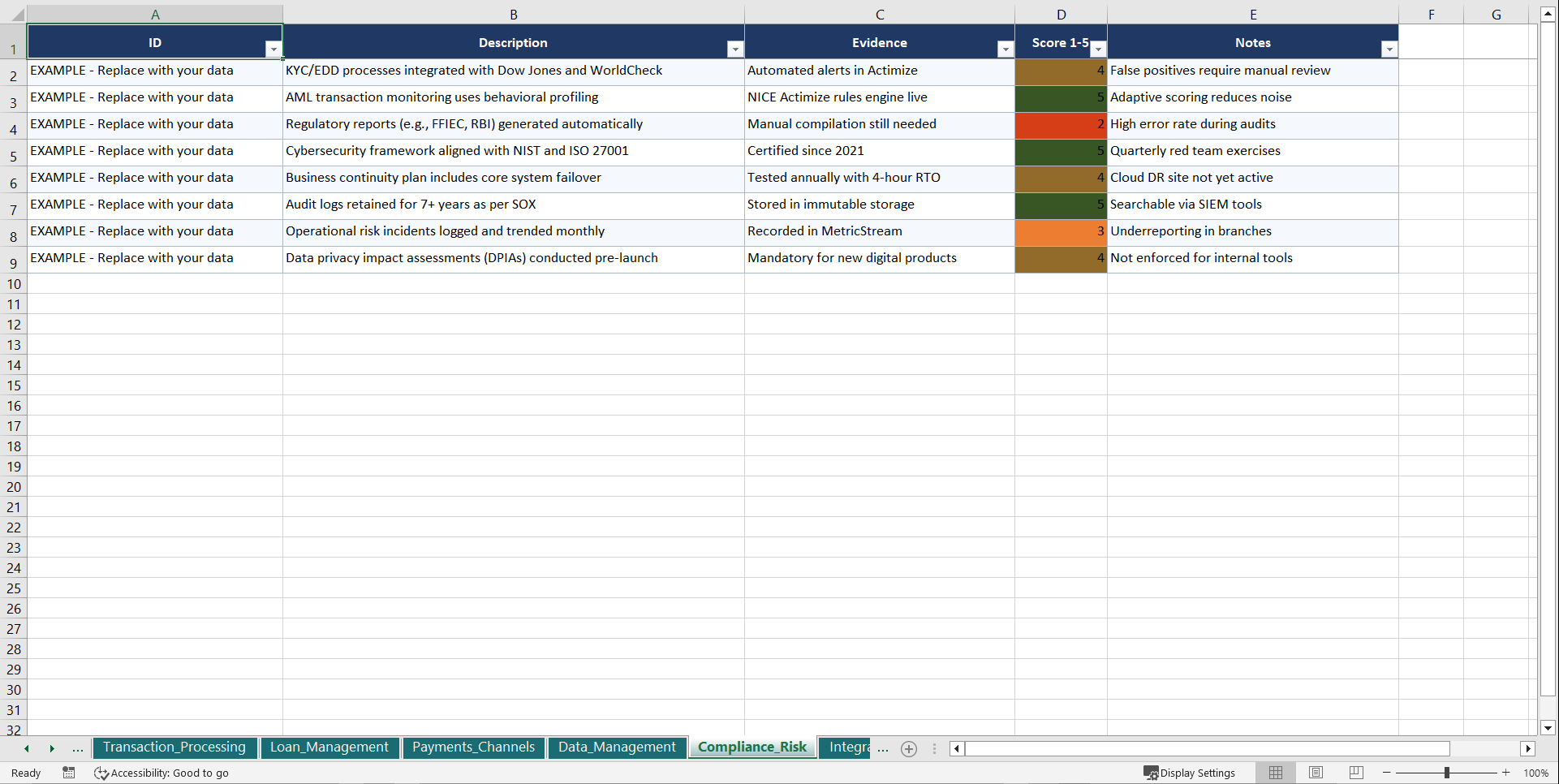 Mastering Core Banking Systems Playbook (Excel template (XLSX)) Preview Image