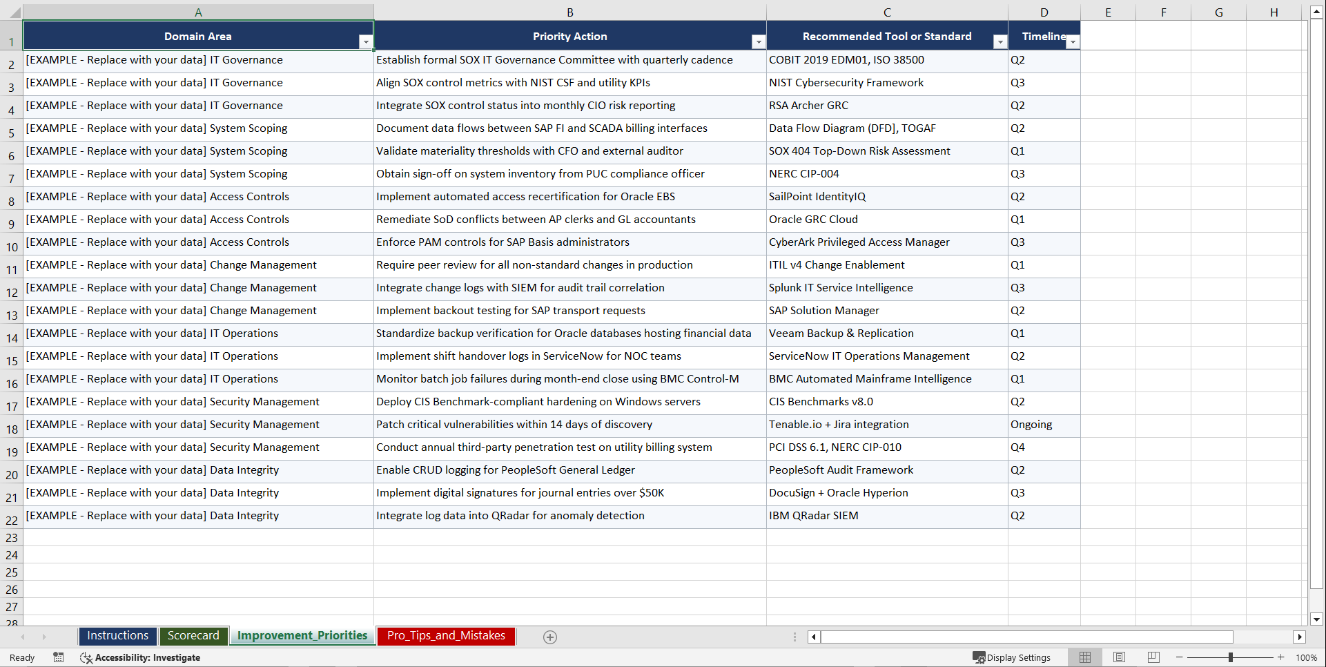 SOX IT Compliance Playbook (Excel template (XLSX)) Preview Image