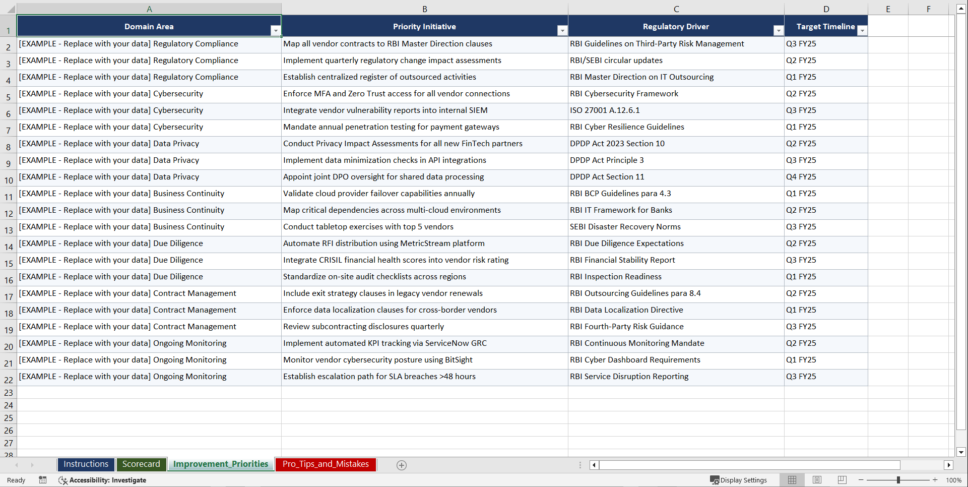 TPRM Playbook (Excel template (XLSX)) Preview Image