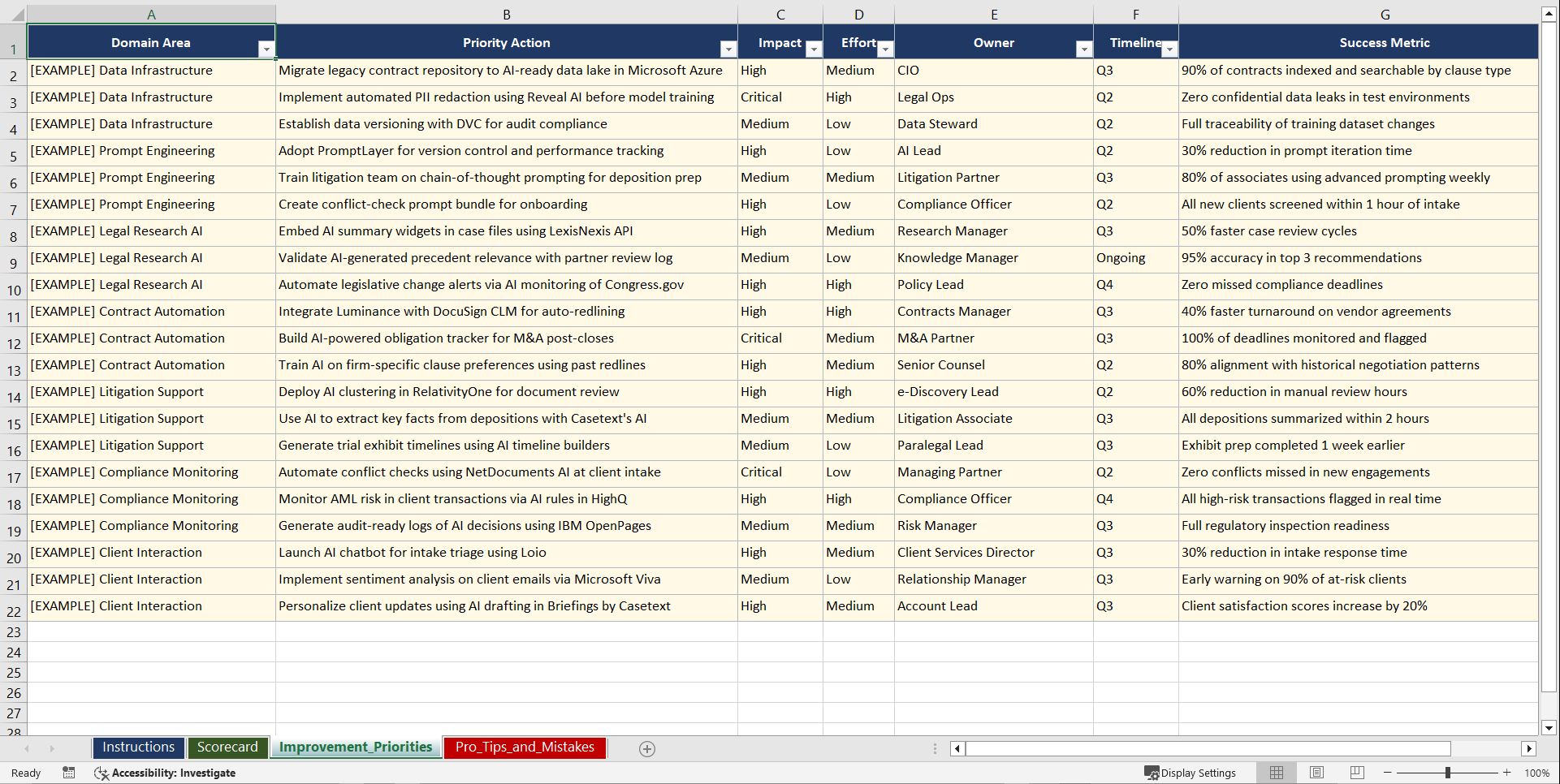 Generative AI Playbook (Excel template (XLSX)) Preview Image