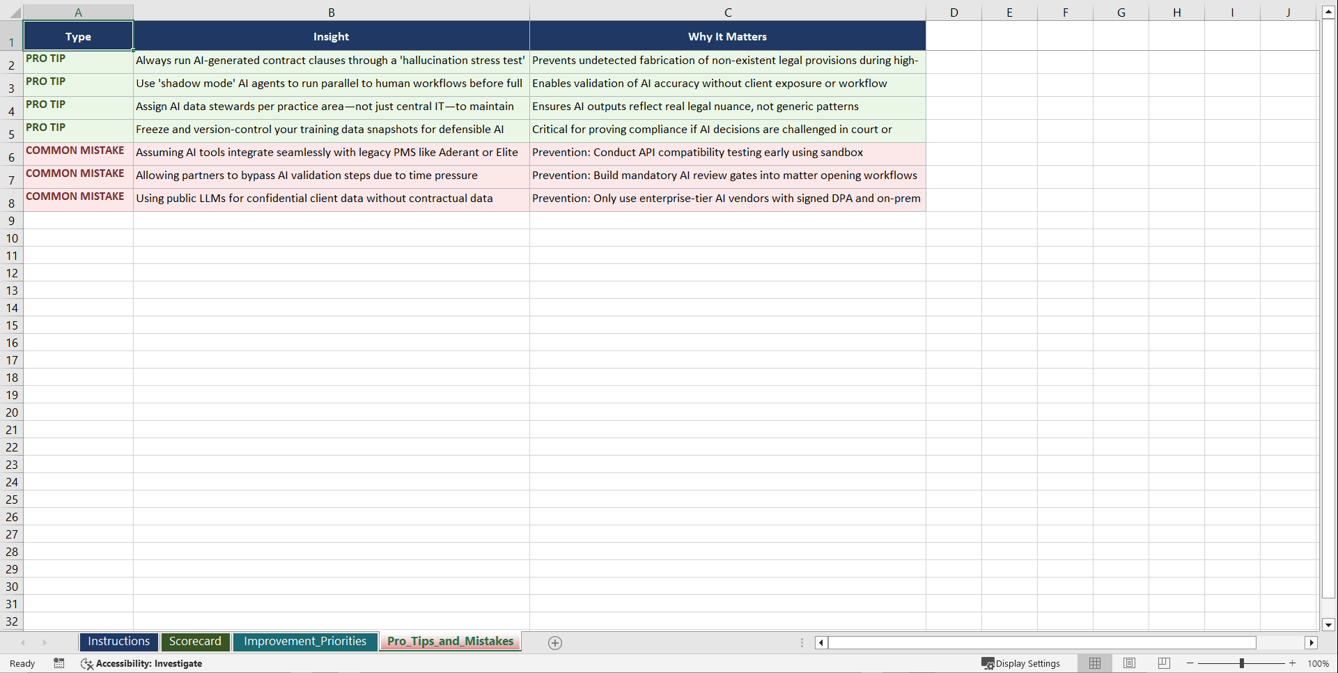 Generative AI Playbook (Excel template (XLSX)) Preview Image