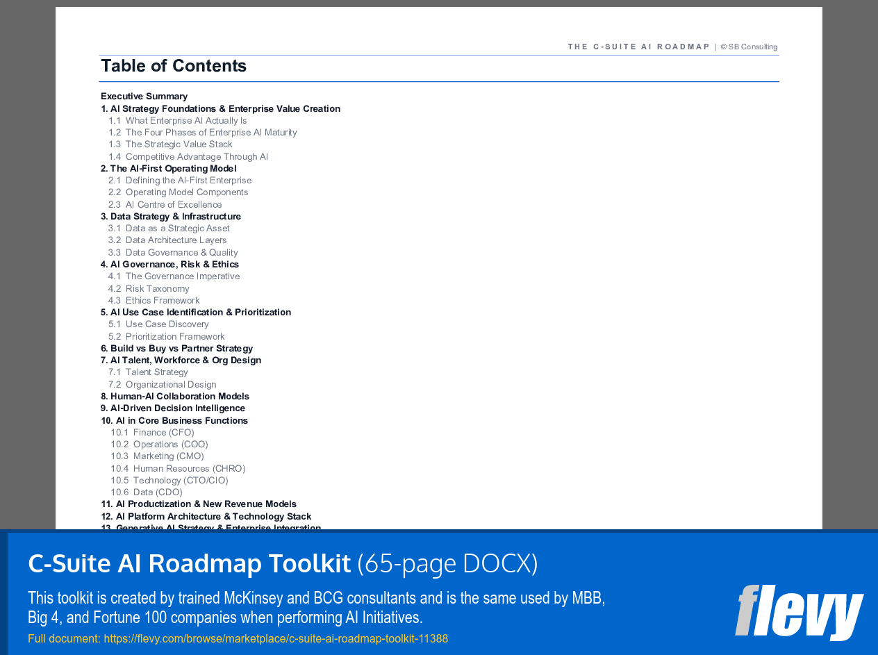 C-Suite AI Roadmap Toolkit (65-page Word document) Preview Image