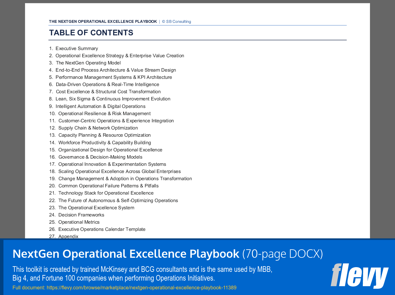 NextGen Operational Excellence Playbook (70-page Word document) Preview Image
