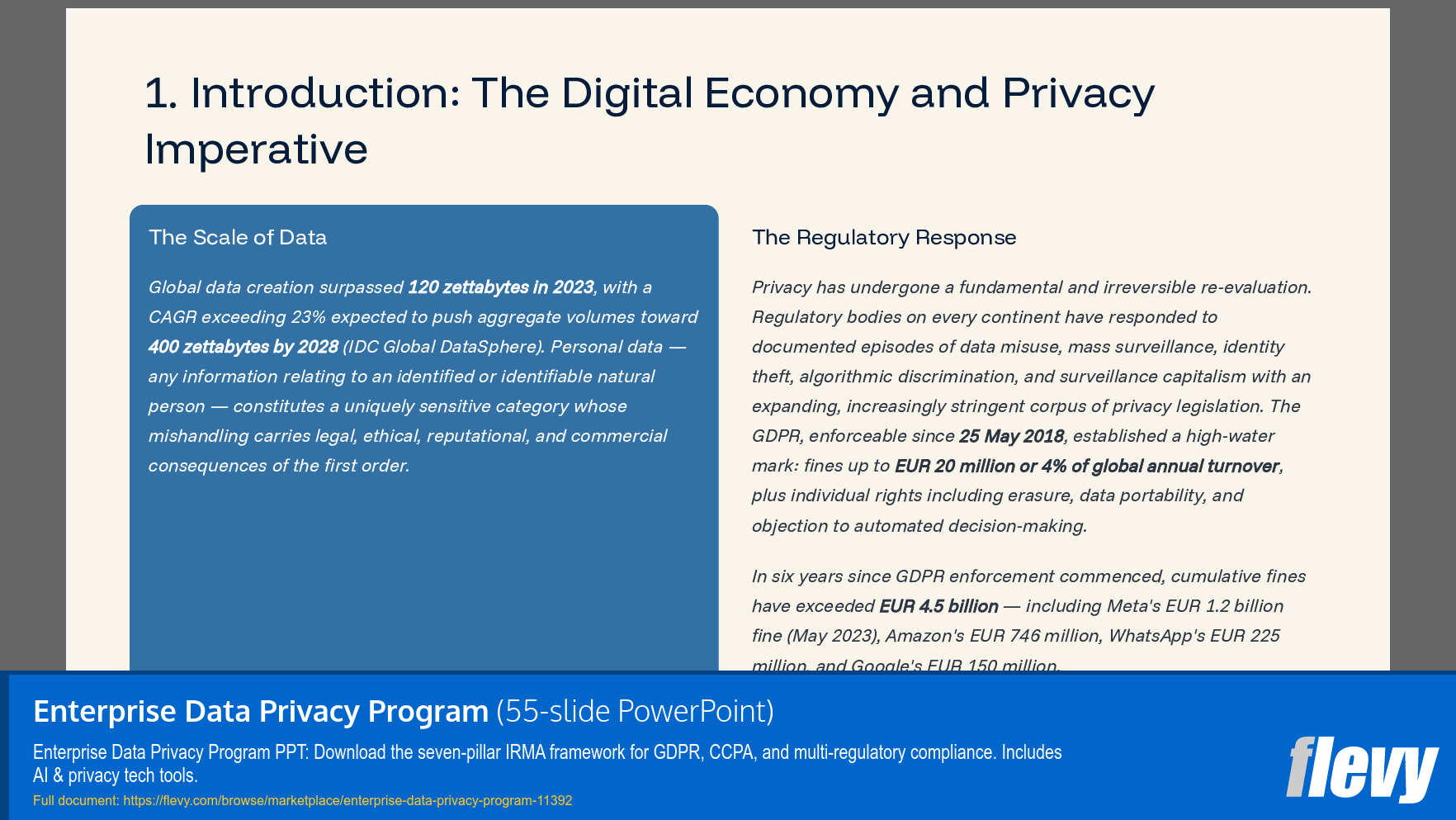 Enterprise Data Privacy Program (55-slide PPT PowerPoint presentation slide deck (PPTX)) Preview Image