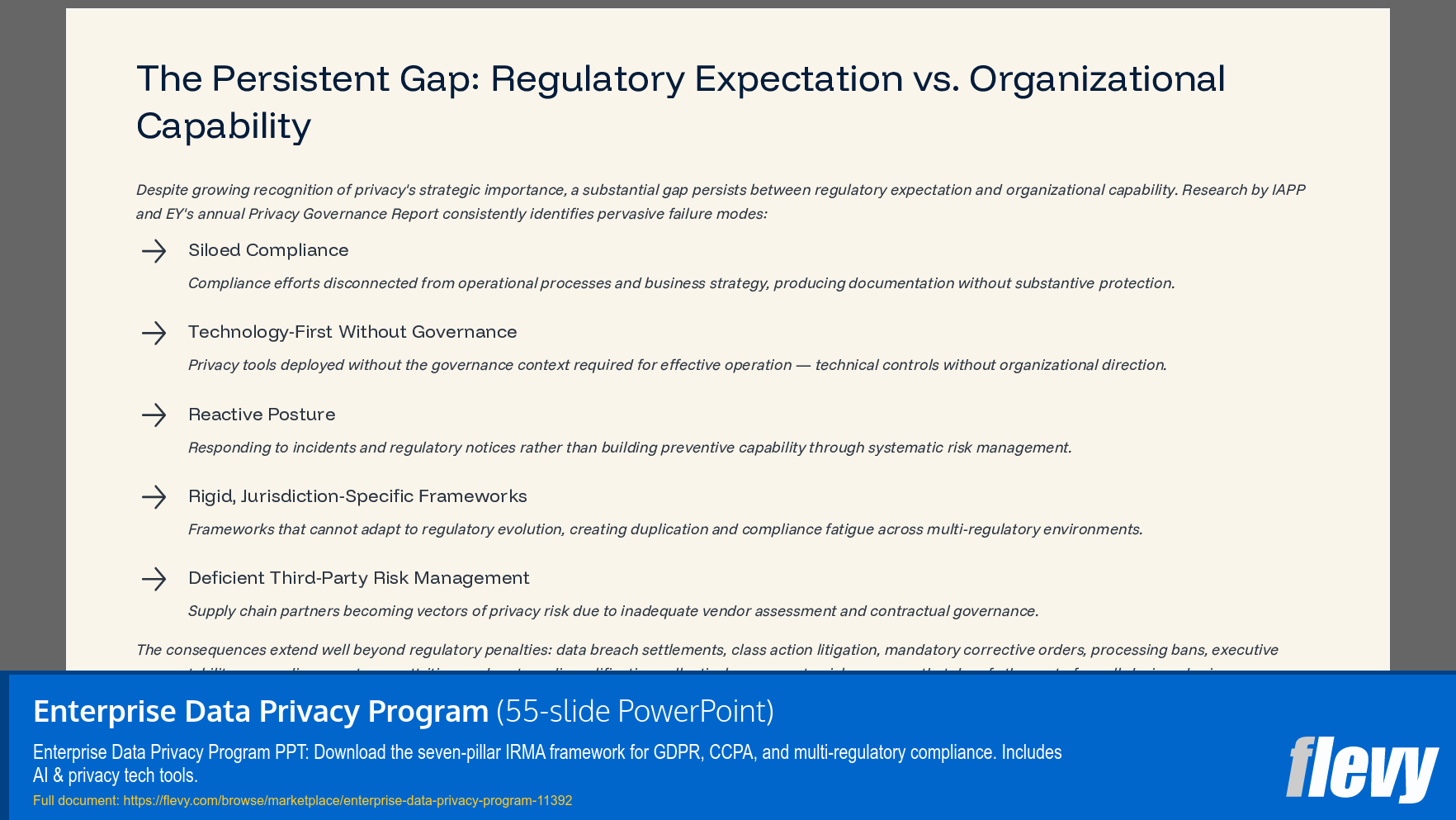 Enterprise Data Privacy Program (55-slide PPT PowerPoint presentation slide deck (PPTX)) Preview Image