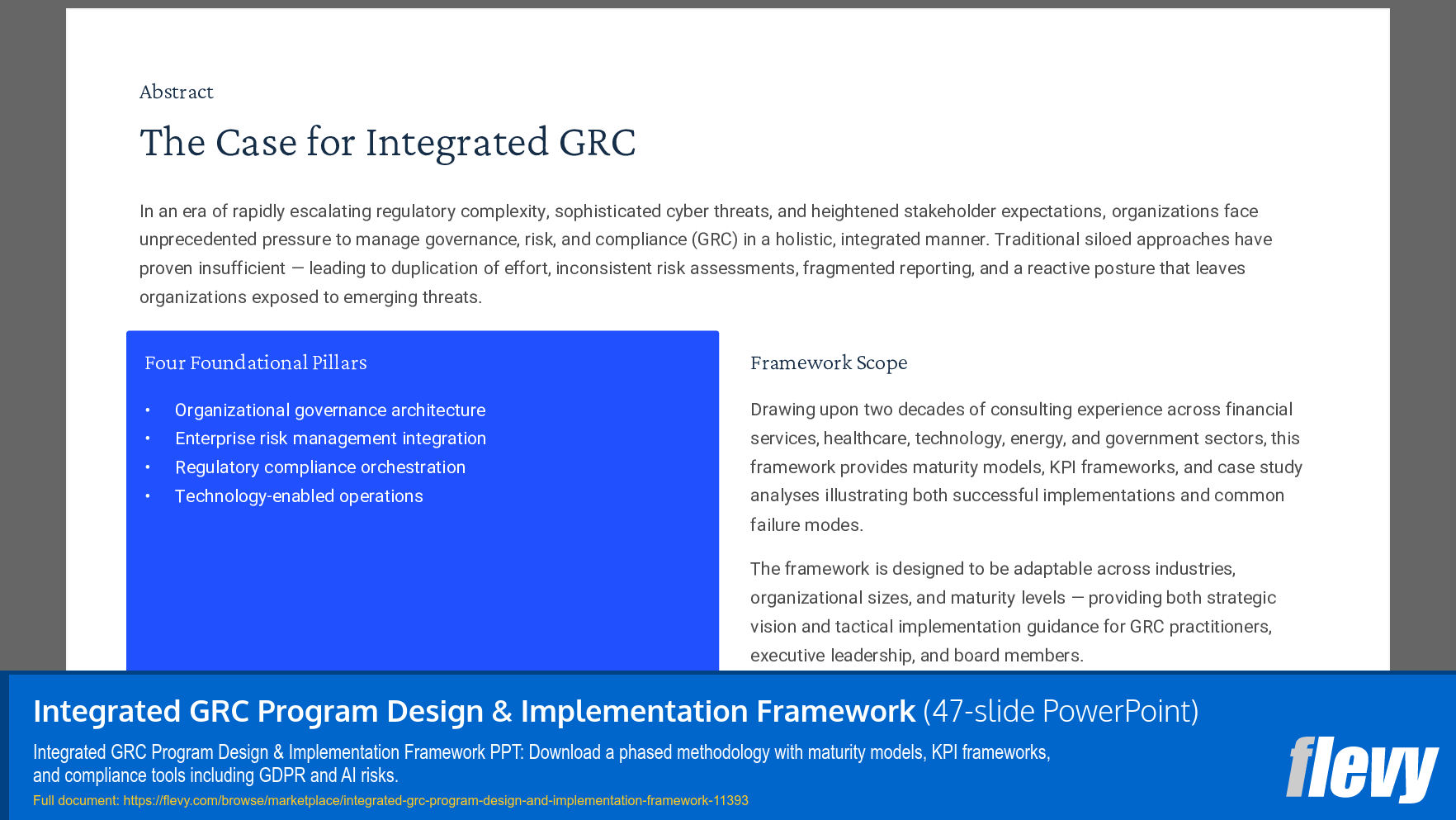 Integrated GRC Program Design & Implementation Framework (47-slide PPT PowerPoint presentation slide deck (PPTX)) Preview Image
