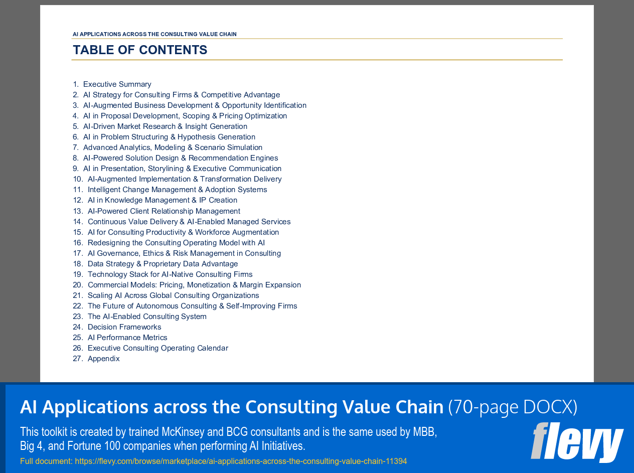 AI Applications across the Consulting Value Chain (70-page Word document) Preview Image
