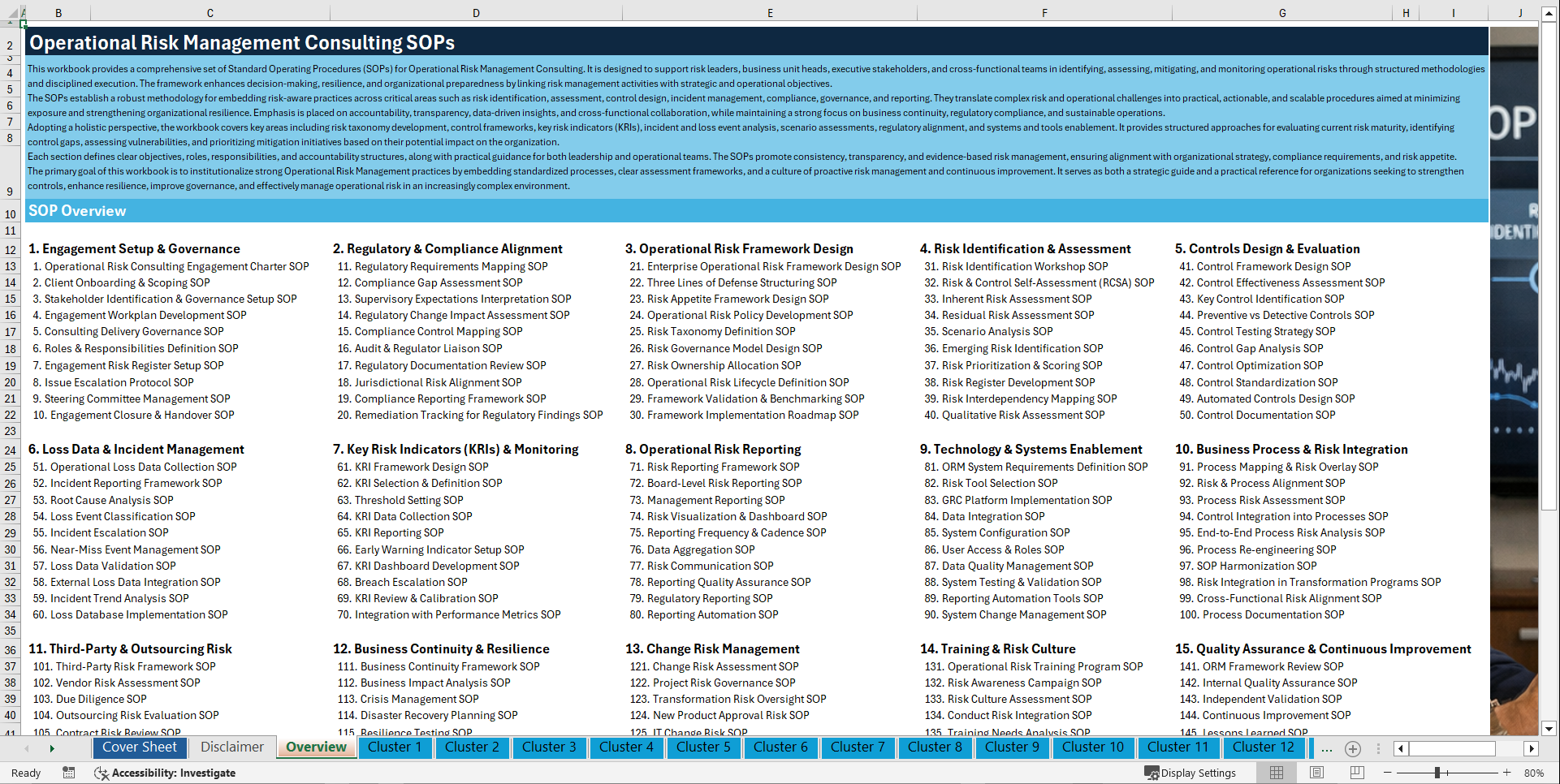 100+ Operational Risk Management Consulting SOPs (Excel template (XLSX)) Preview Image