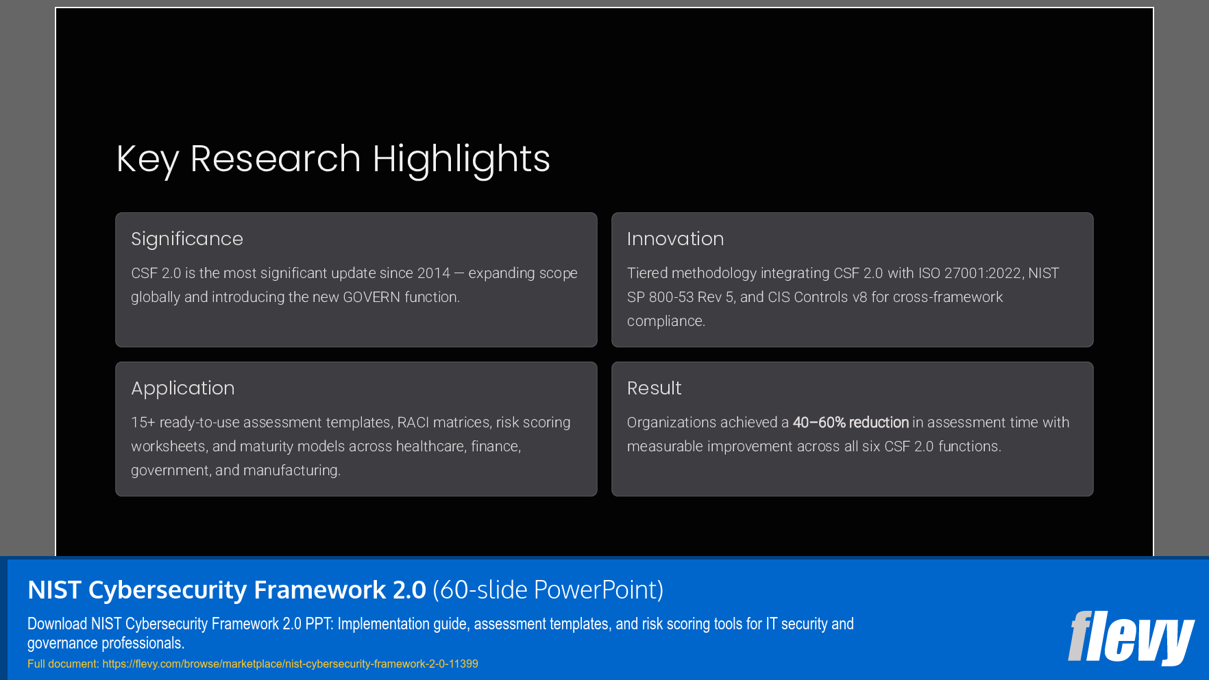 NIST Cybersecurity Framework 2.0 (60-slide PPT PowerPoint presentation slide deck (PPTX)) Preview Image