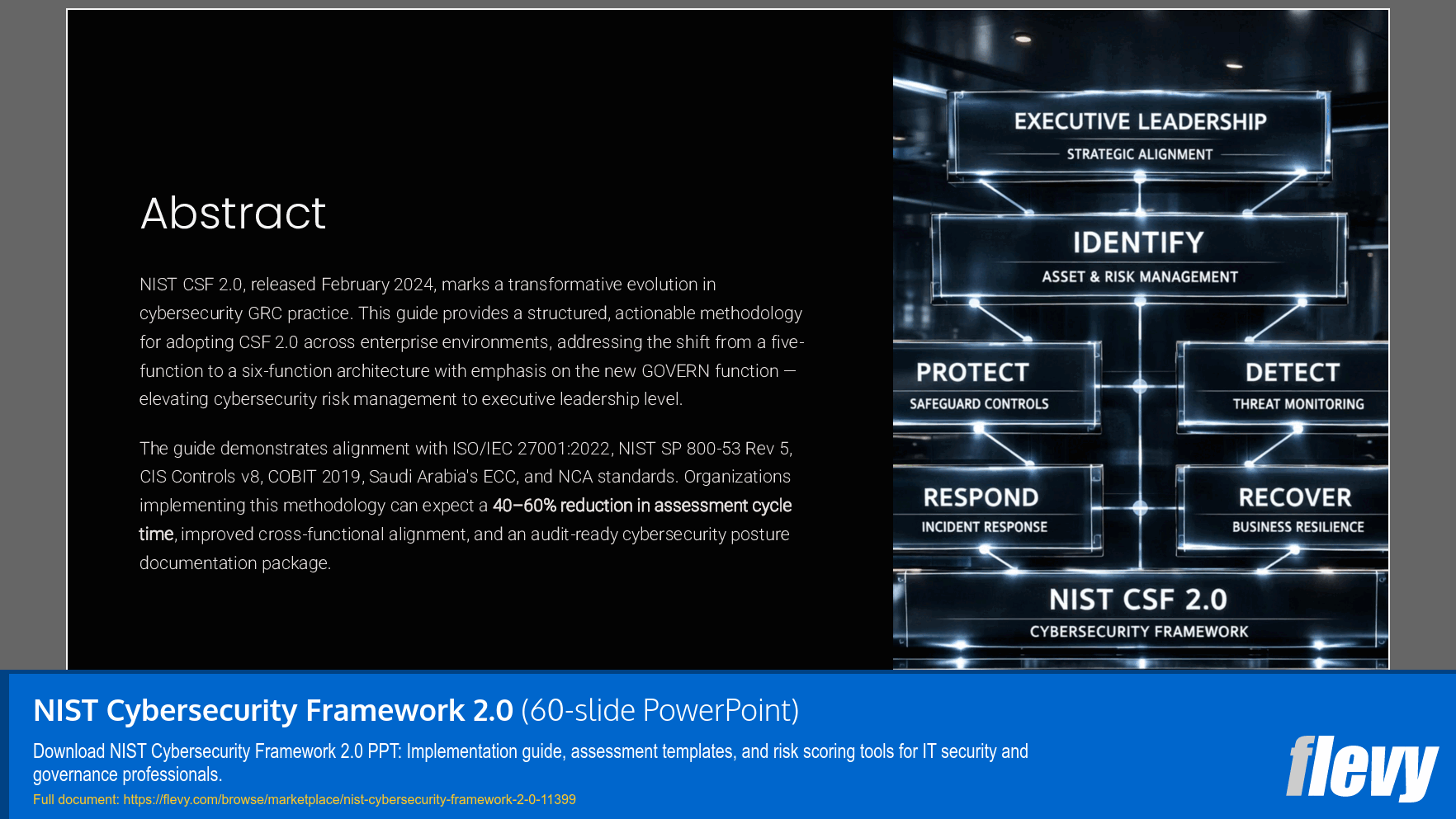 NIST Cybersecurity Framework 2.0 (60-slide PPT PowerPoint presentation slide deck (PPTX)) Preview Image