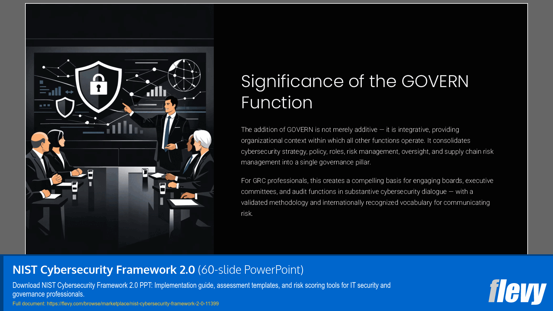 NIST Cybersecurity Framework 2.0 (60-slide PPT PowerPoint presentation slide deck (PPTX)) Preview Image