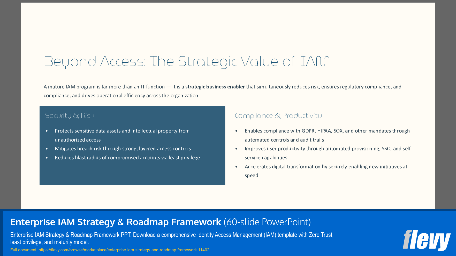 Enterprise IAM Strategy & Roadmap Framework (60-slide PPT PowerPoint presentation slide deck (PPTX)) Preview Image