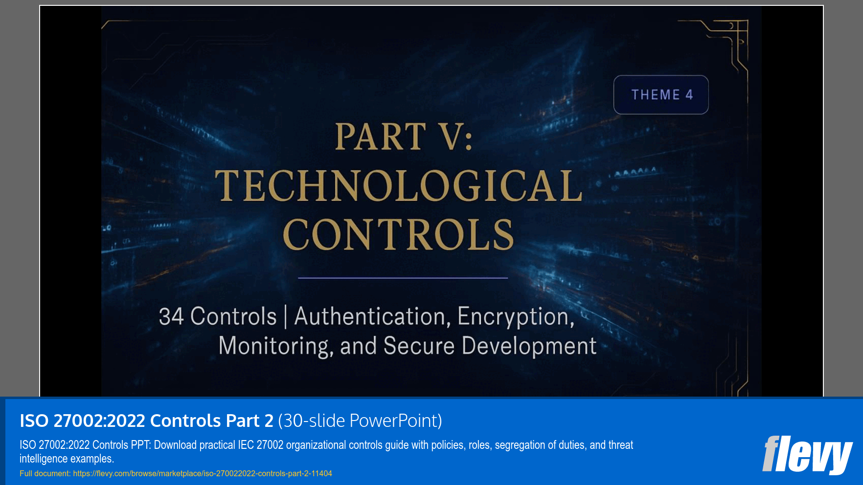 ISO 27002:2022 Controls Part 2 (30-slide PPT PowerPoint presentation slide deck (PPTX)) Preview Image