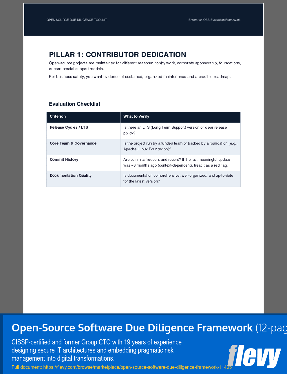 Open-Source Software Due Diligence Framework (12-page PDF document) Preview Image