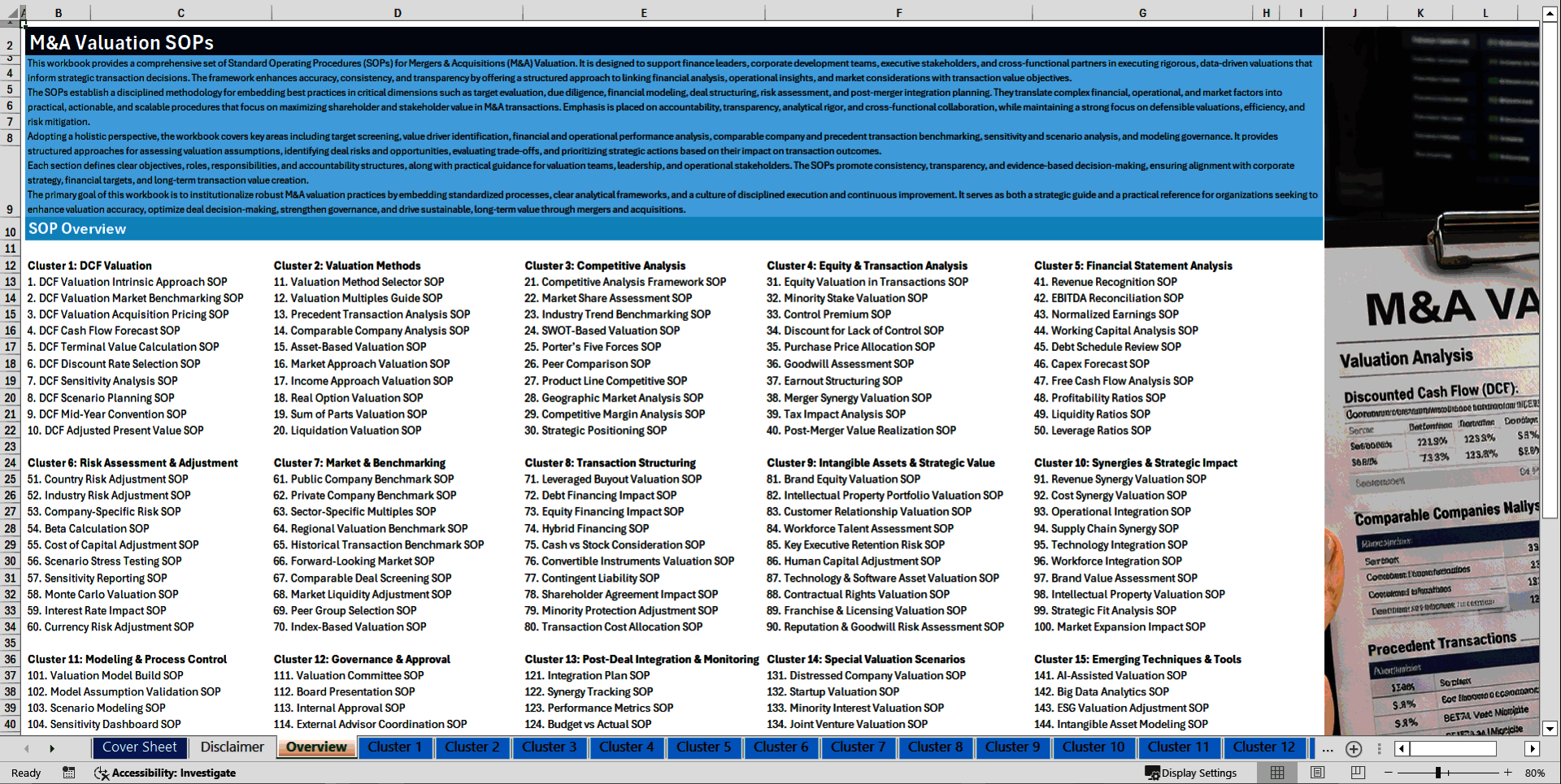 100+ M&A Valuation SOPs (Excel template (XLSX)) Preview Image