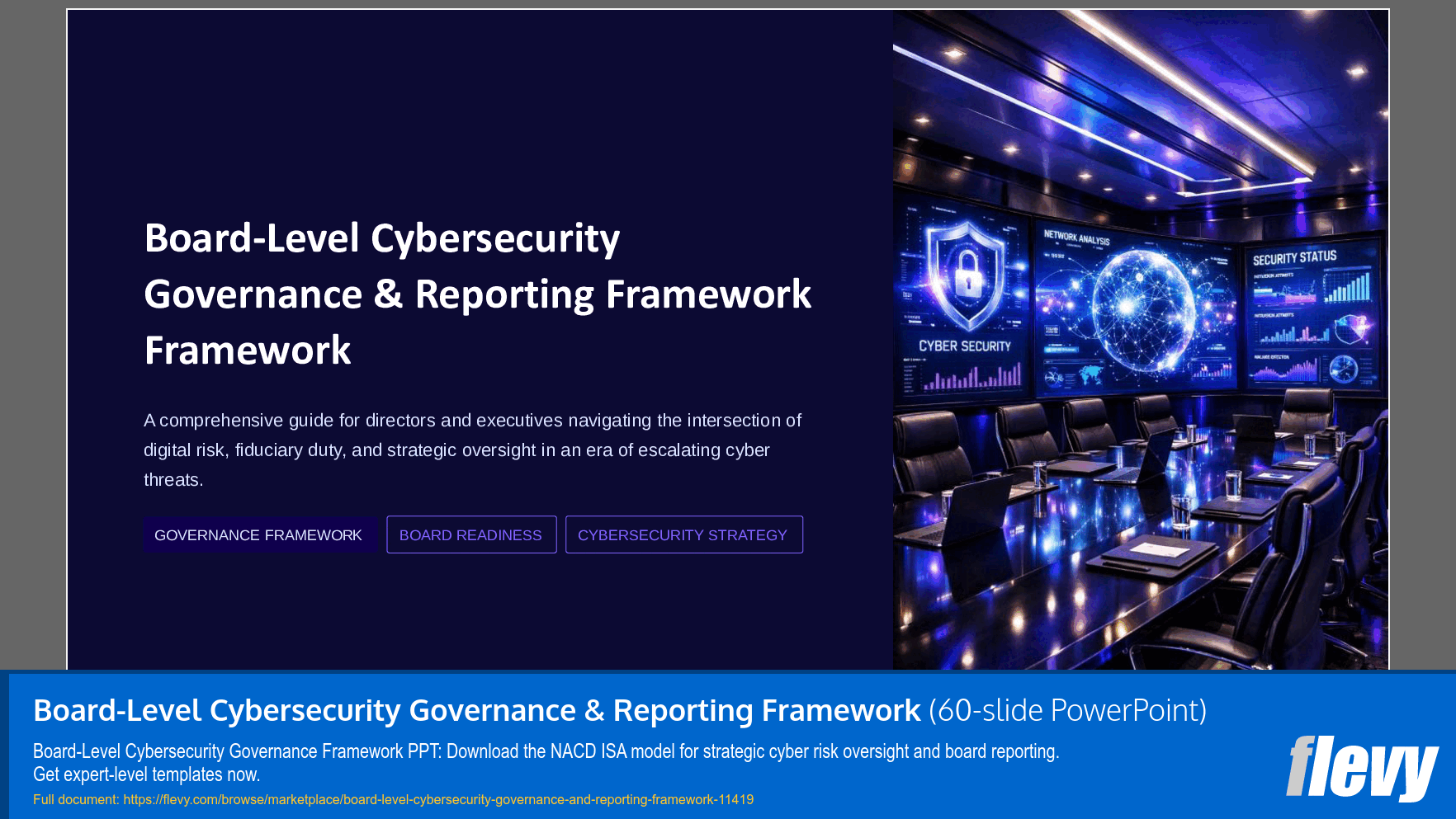 Board-Level Cybersecurity Governance & Reporting Framework (60-slide PPT PowerPoint presentation template (PPTX)) Preview Image